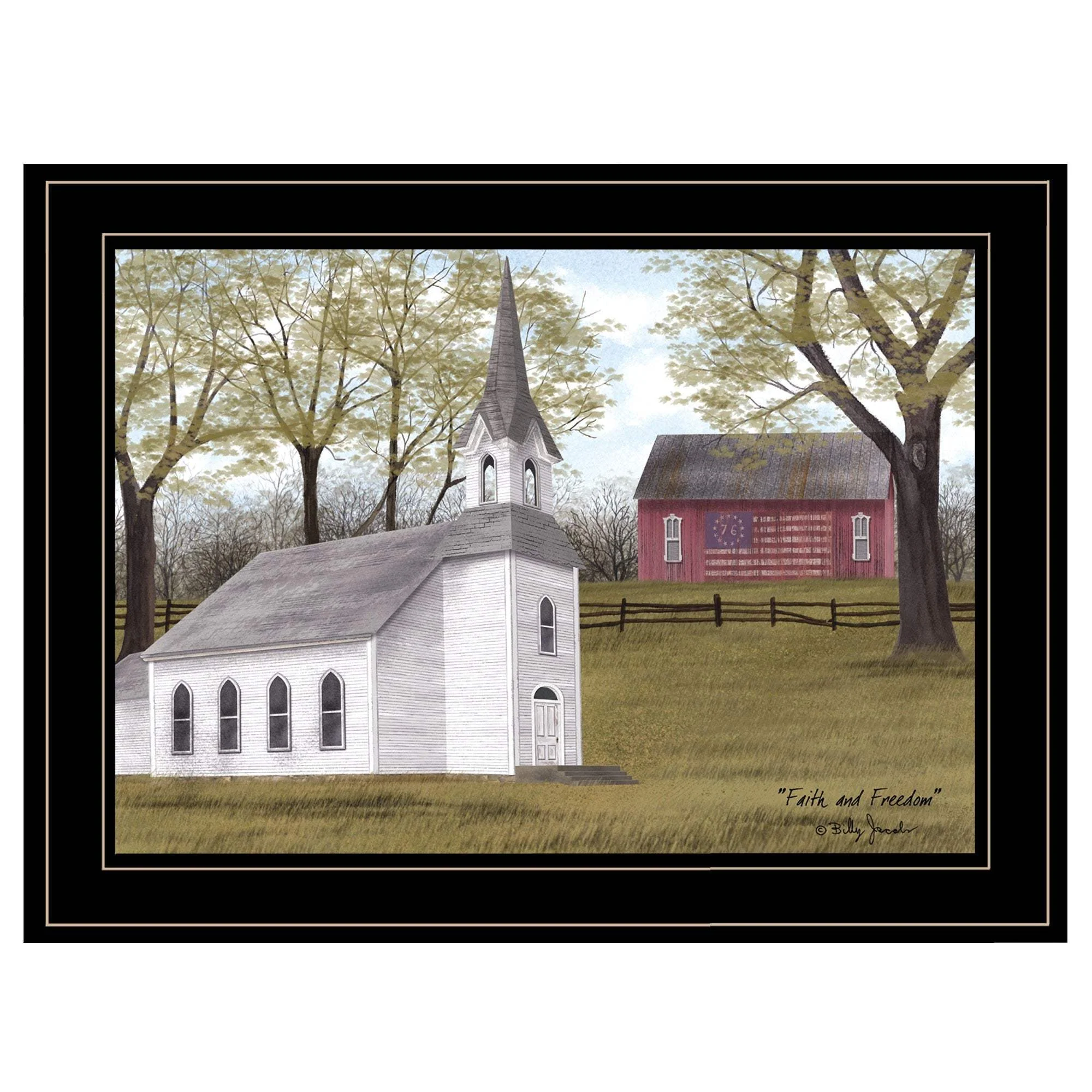 Faith and Freedom 3 Black Framed Print Wall Art - Image 2
