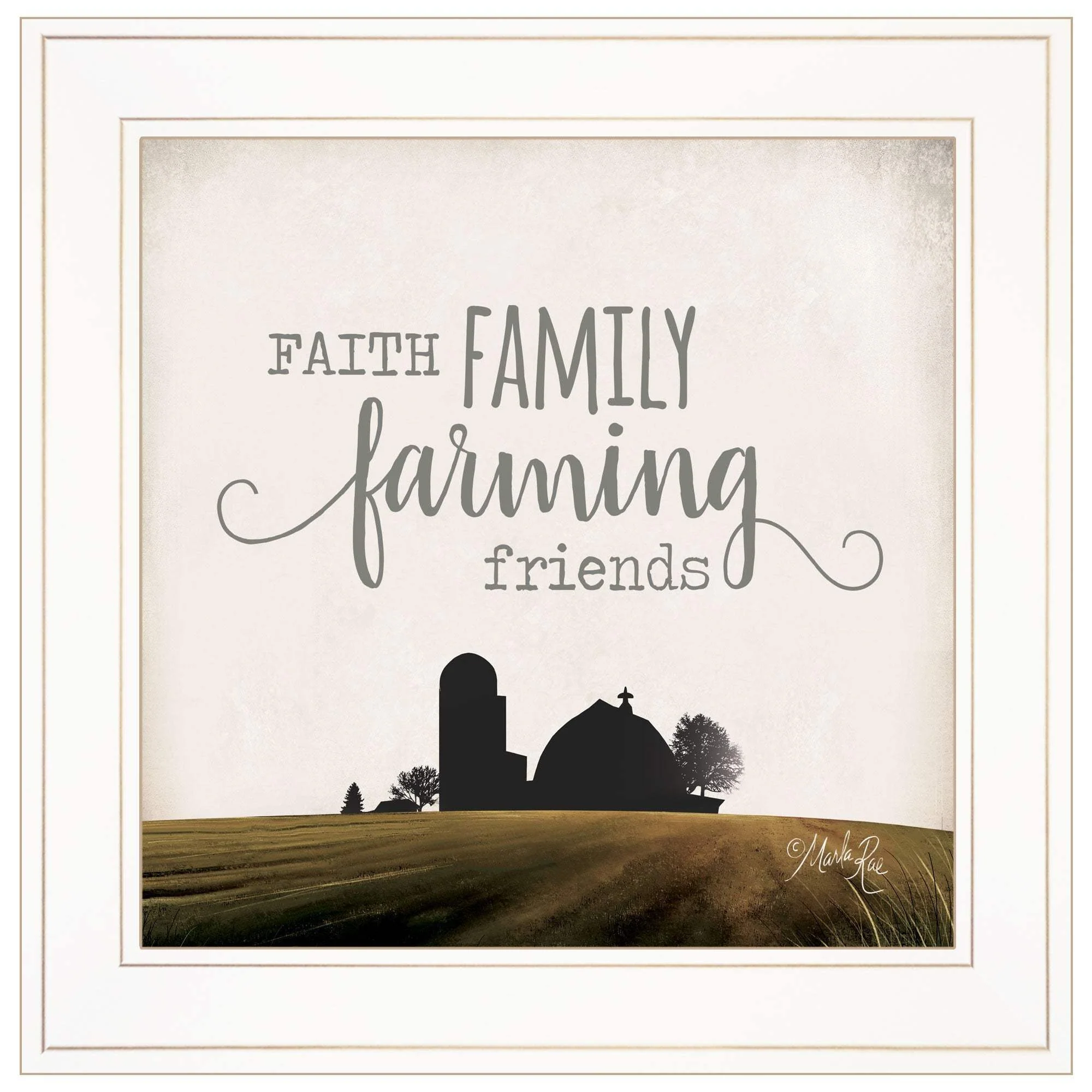 Faith Family Farming Friends 1 White Framed Print Wall Art - Image 2