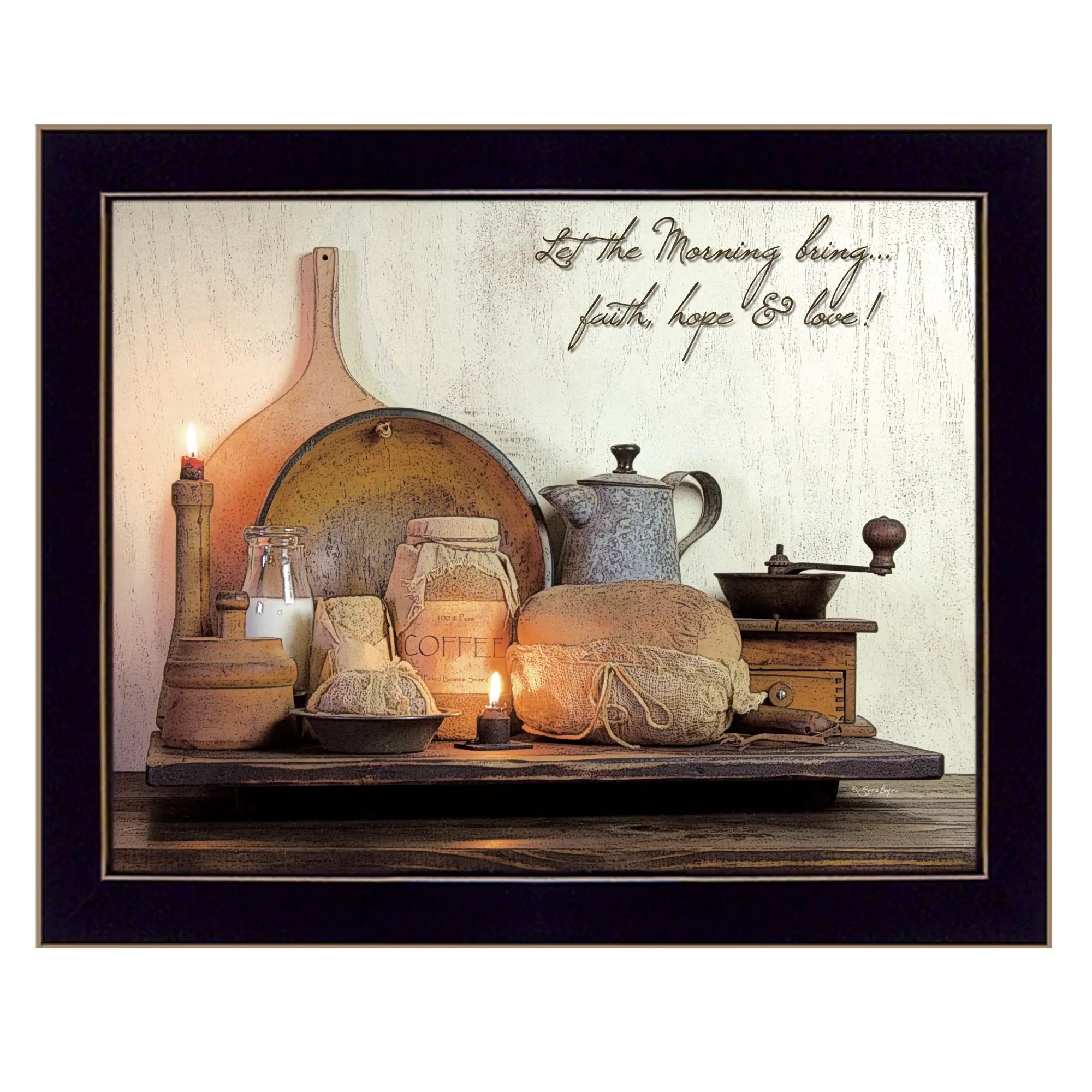 Faith Hope and Love 1 Black Framed Print Wall Art - Image 2