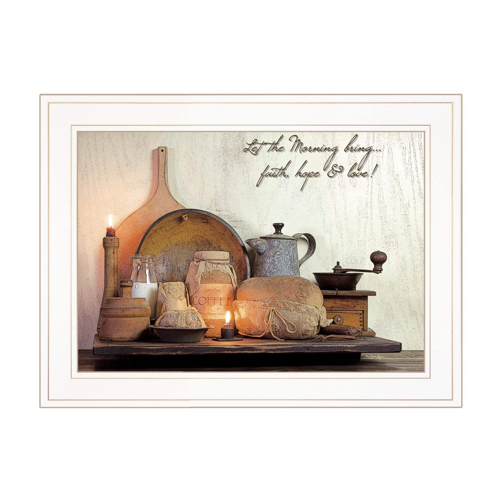 Faith Hope and Love 1 White Framed Print Kitchen Wall Art - Image 2