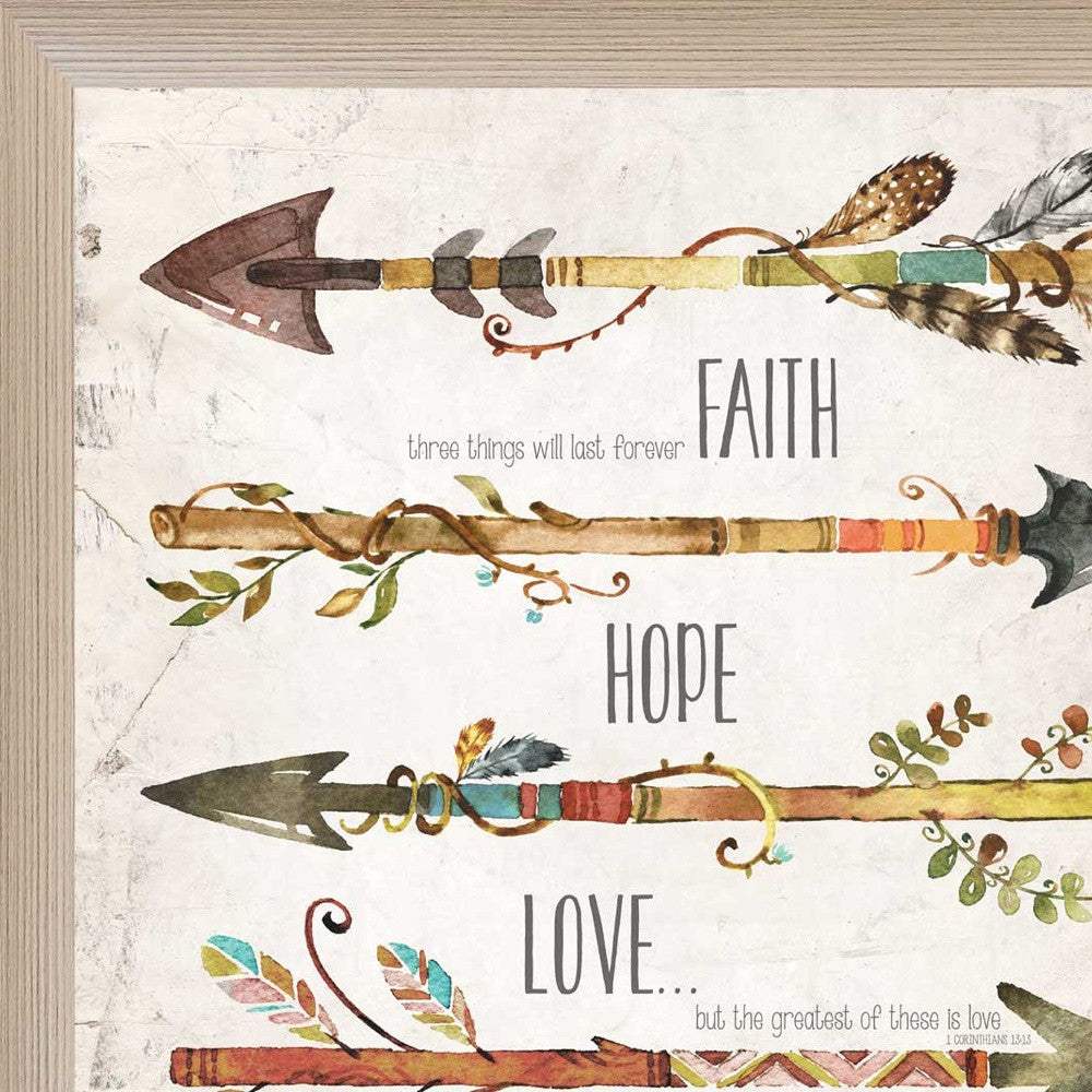 Faith Hope Love Brown Framed Print Wall Art - Image 4