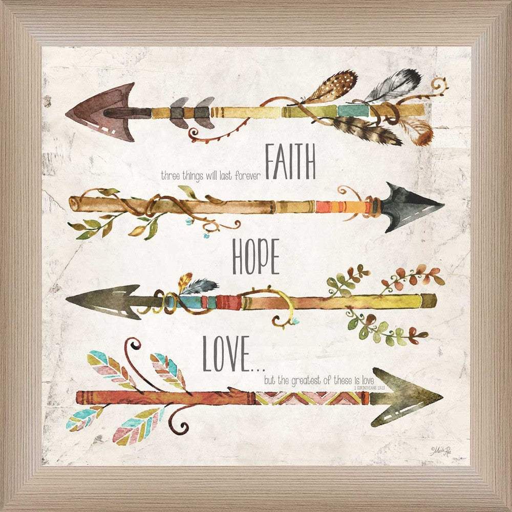 Faith Hope Love Brown Framed Print Wall Art - Image 5