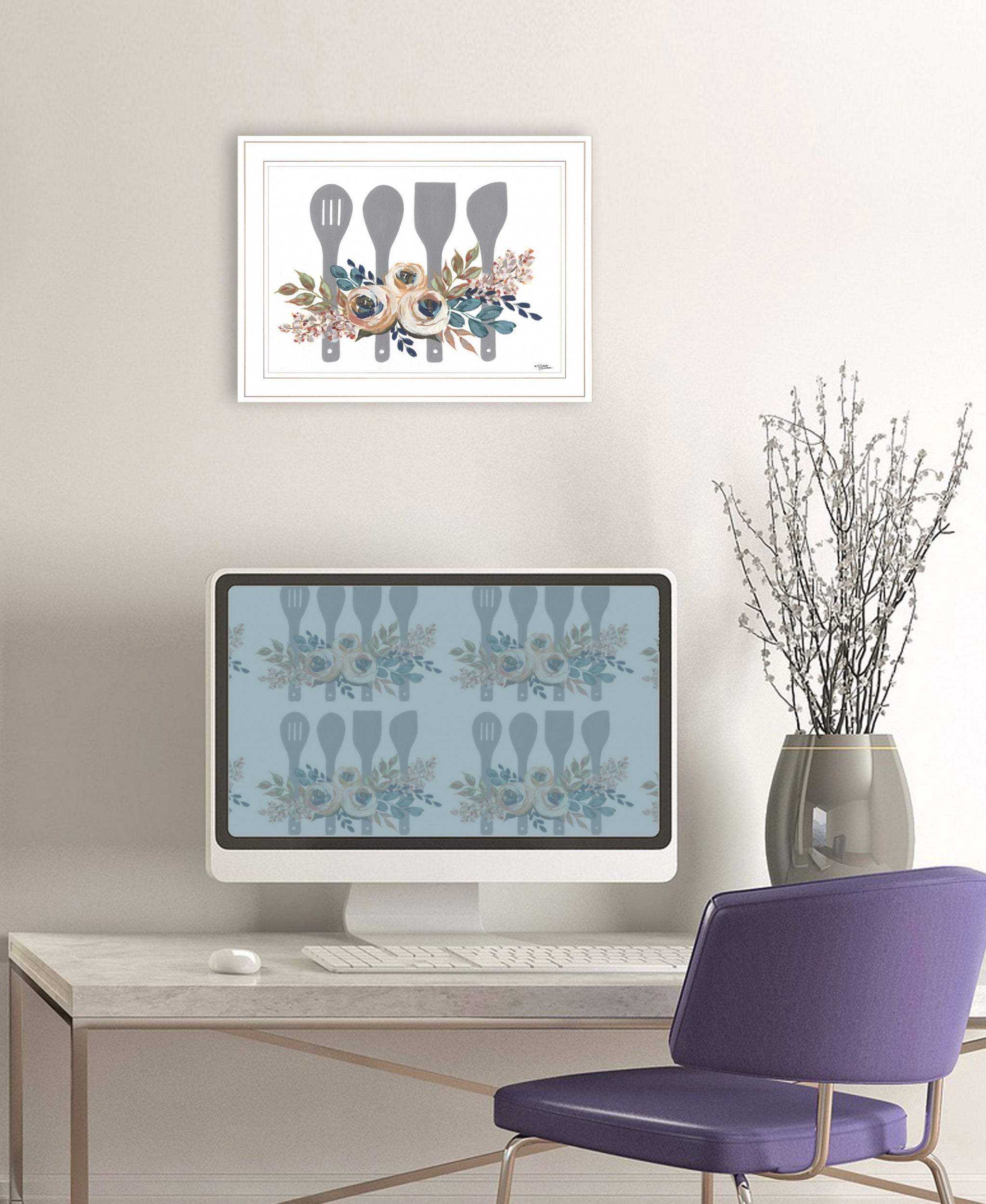 Fall Floral Baking Utensils 1 White Framed Print Kitchen Wall Art - Image 6