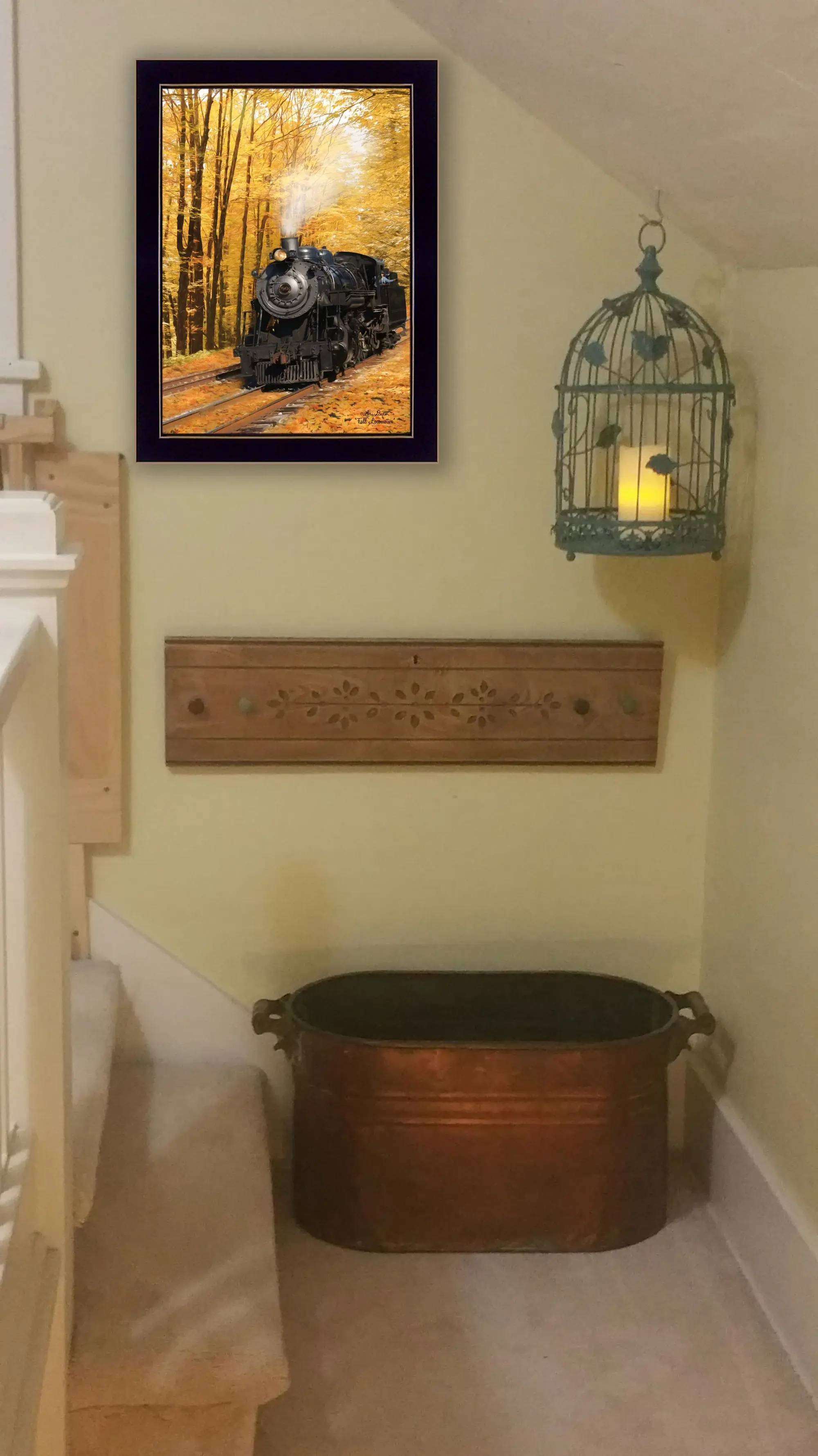 Fall Locomotive Black Framed Print Wall Art - Image 4