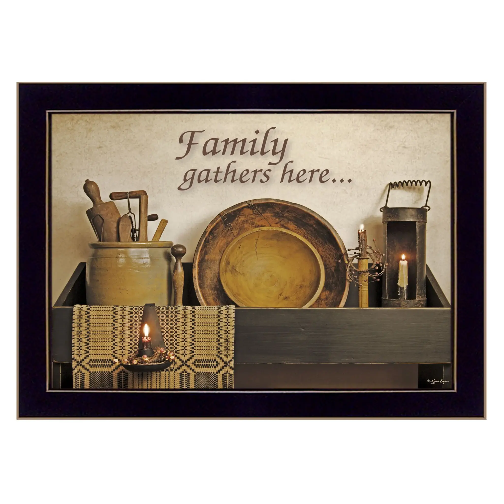 Family Gather Here 1 Black Framed Print Kitchen Wall Art - Image 2