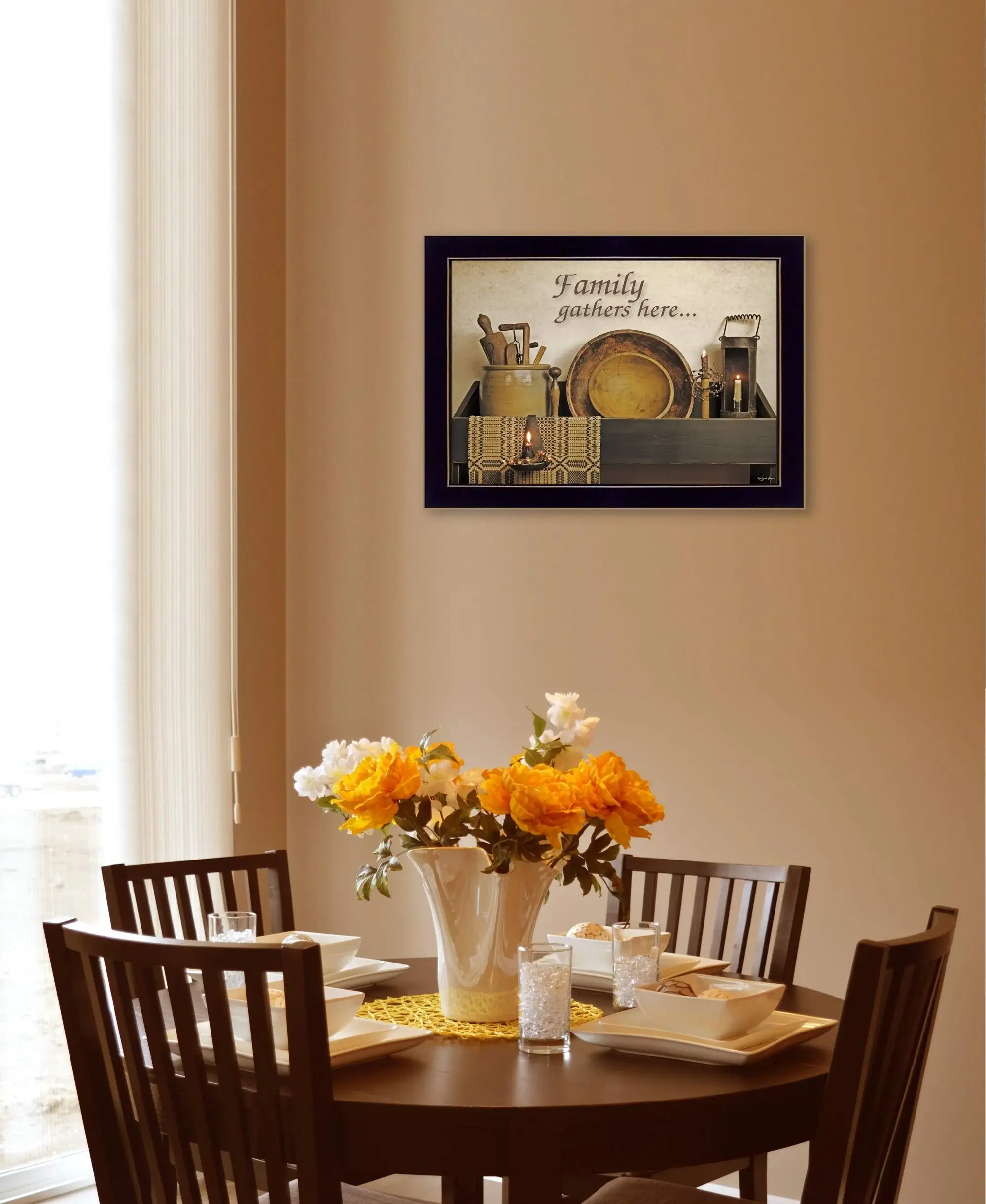Family Gather Here 1 Black Framed Print Kitchen Wall Art - Image 3
