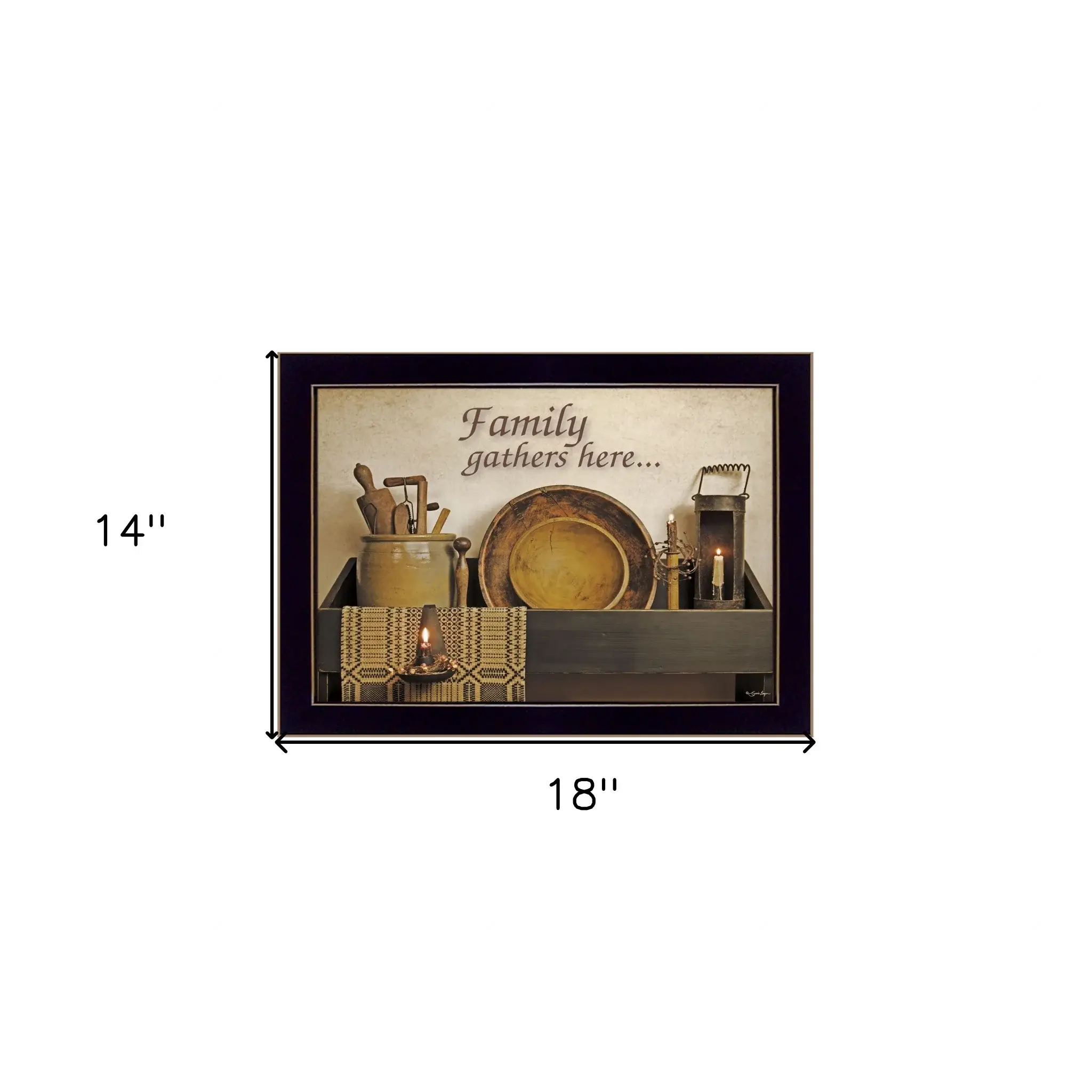 Family Gather Here 1 Black Framed Print Kitchen Wall Art - Image 4