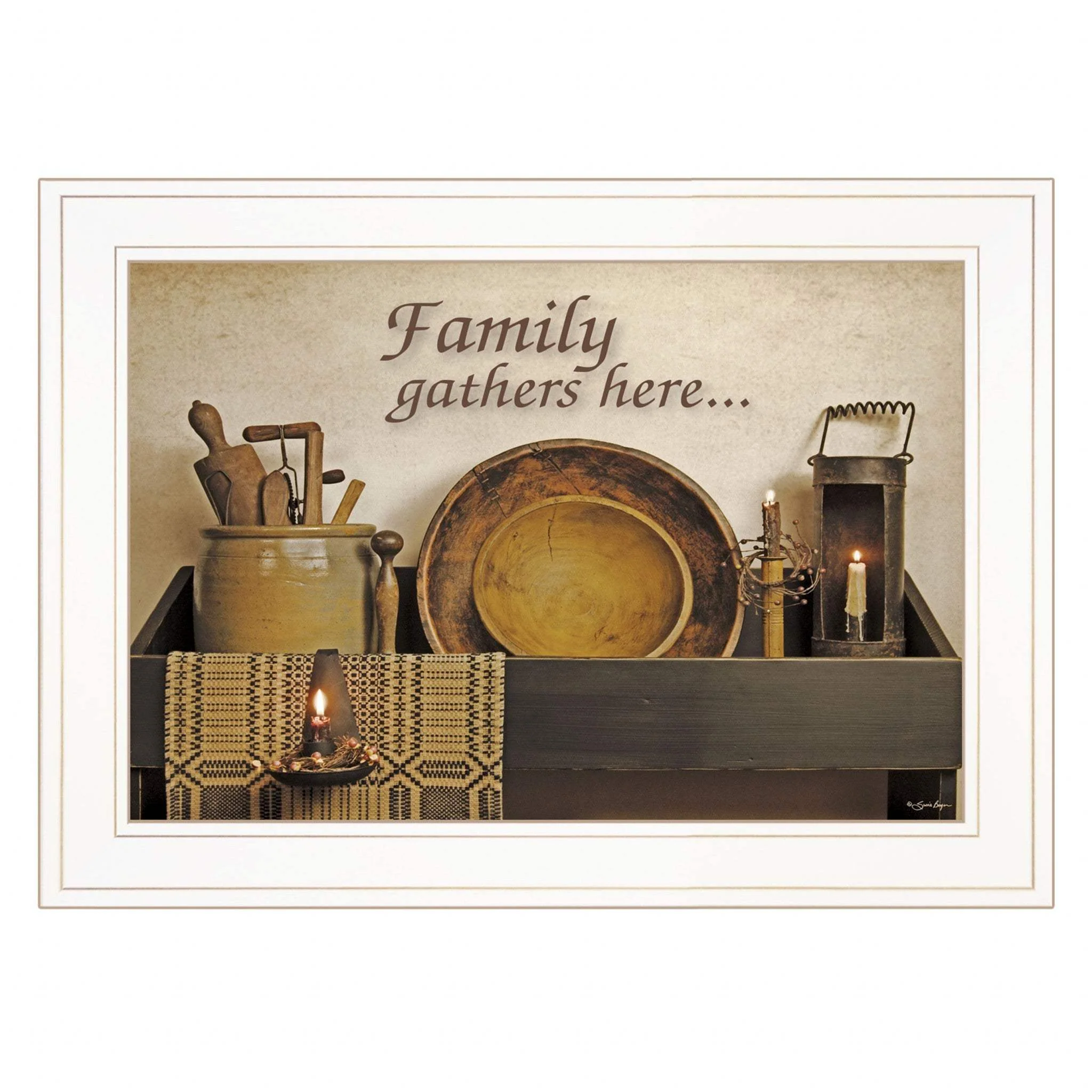 Family Gather Here 2 White Framed Print Kitchen Wall Art - Image 2