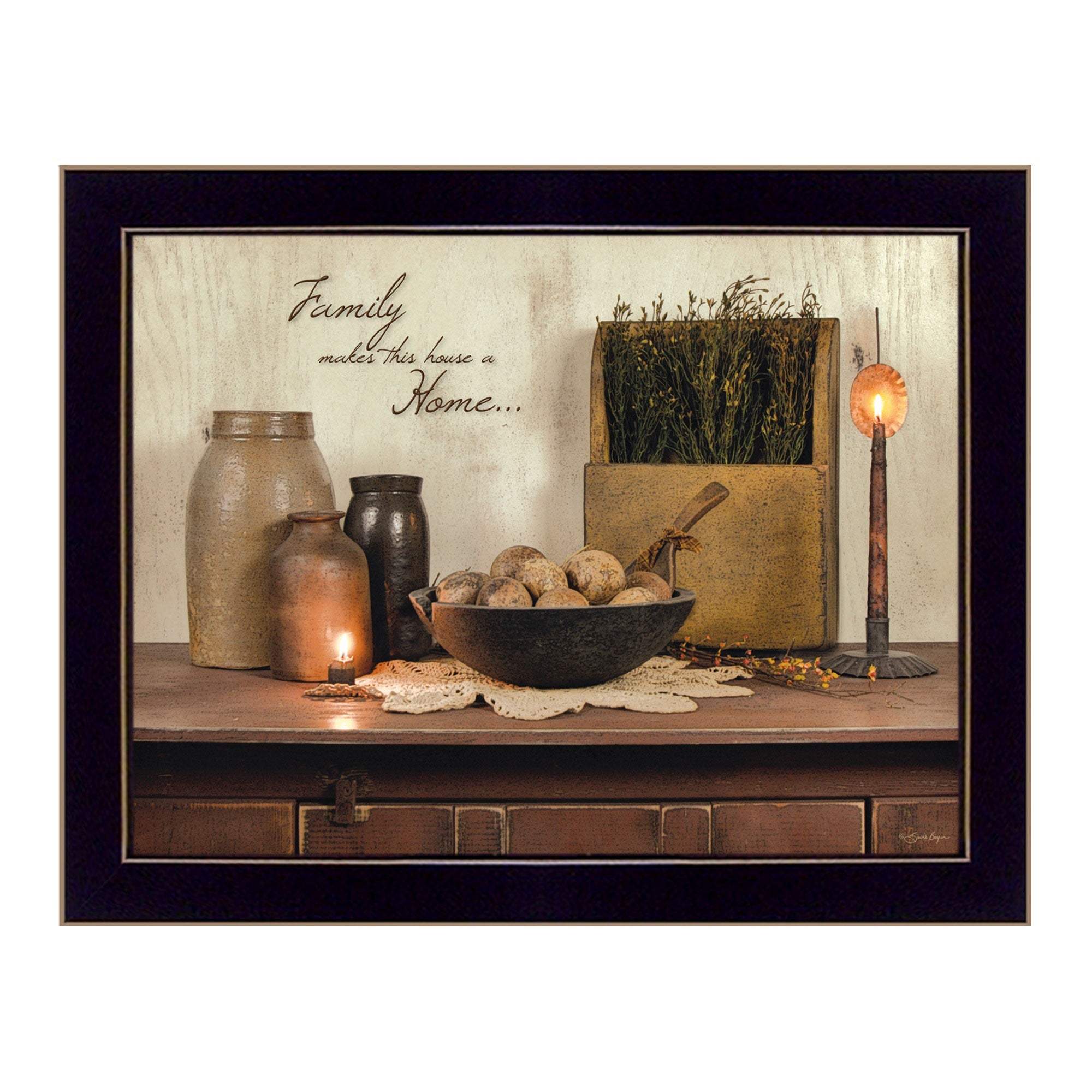 Family Makes a House a Home Black Framed Print Wall Art - Image 2