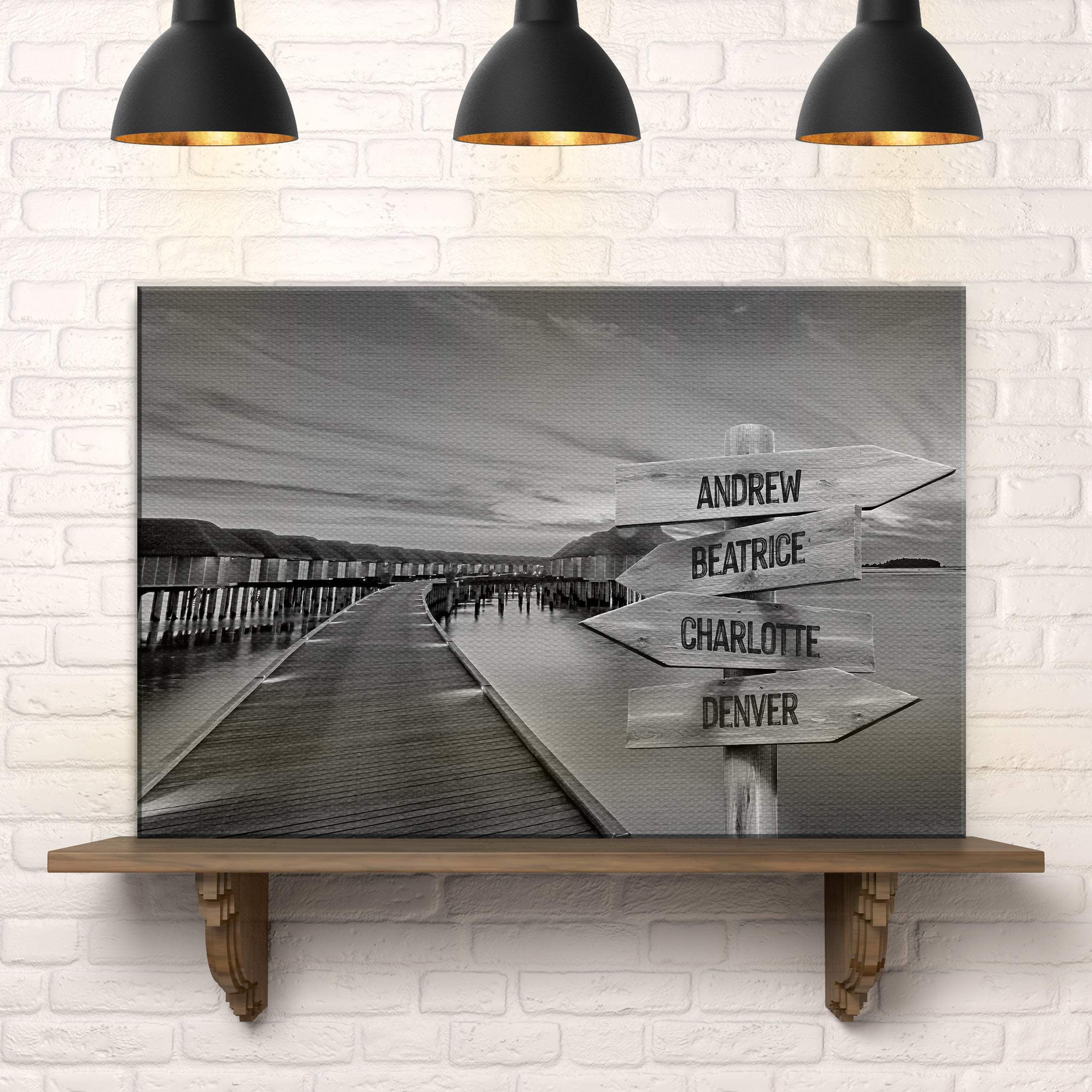 Family Names Monochrome Ocean Dock Sign - Image 2