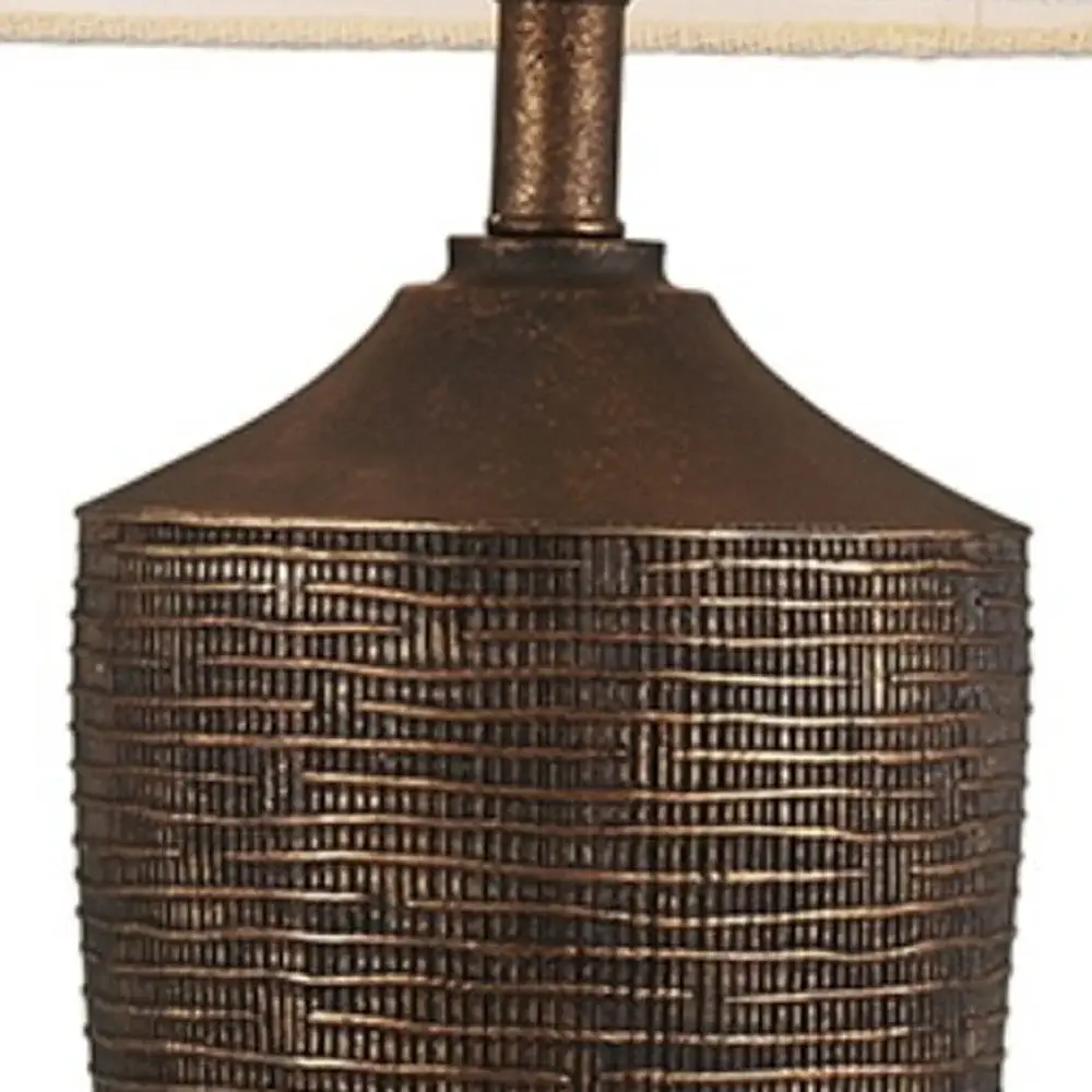 Fantastic Rustic Ribbed Bronze Table Lamp - Image 3