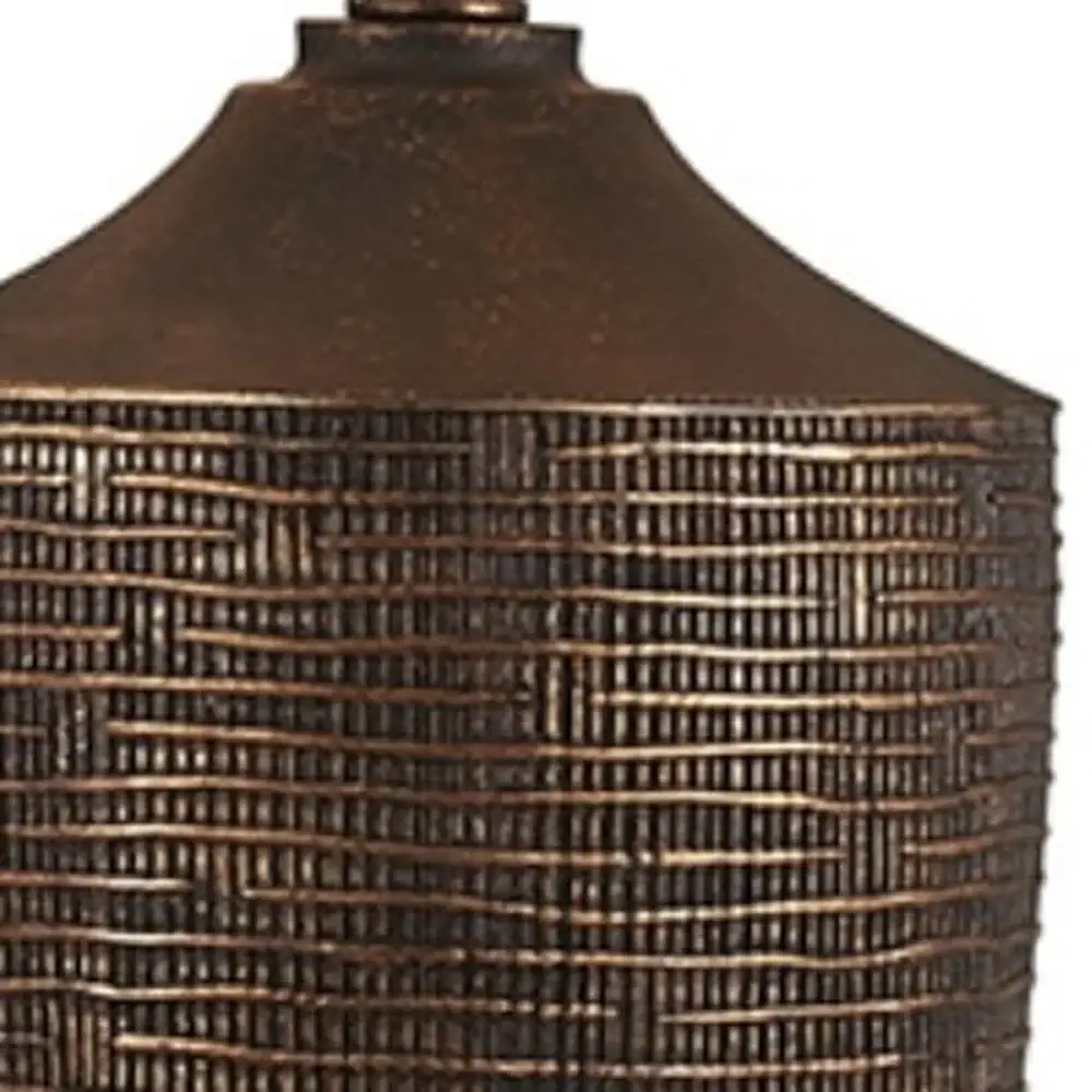 Fantastic Rustic Ribbed Bronze Table Lamp - Image 4