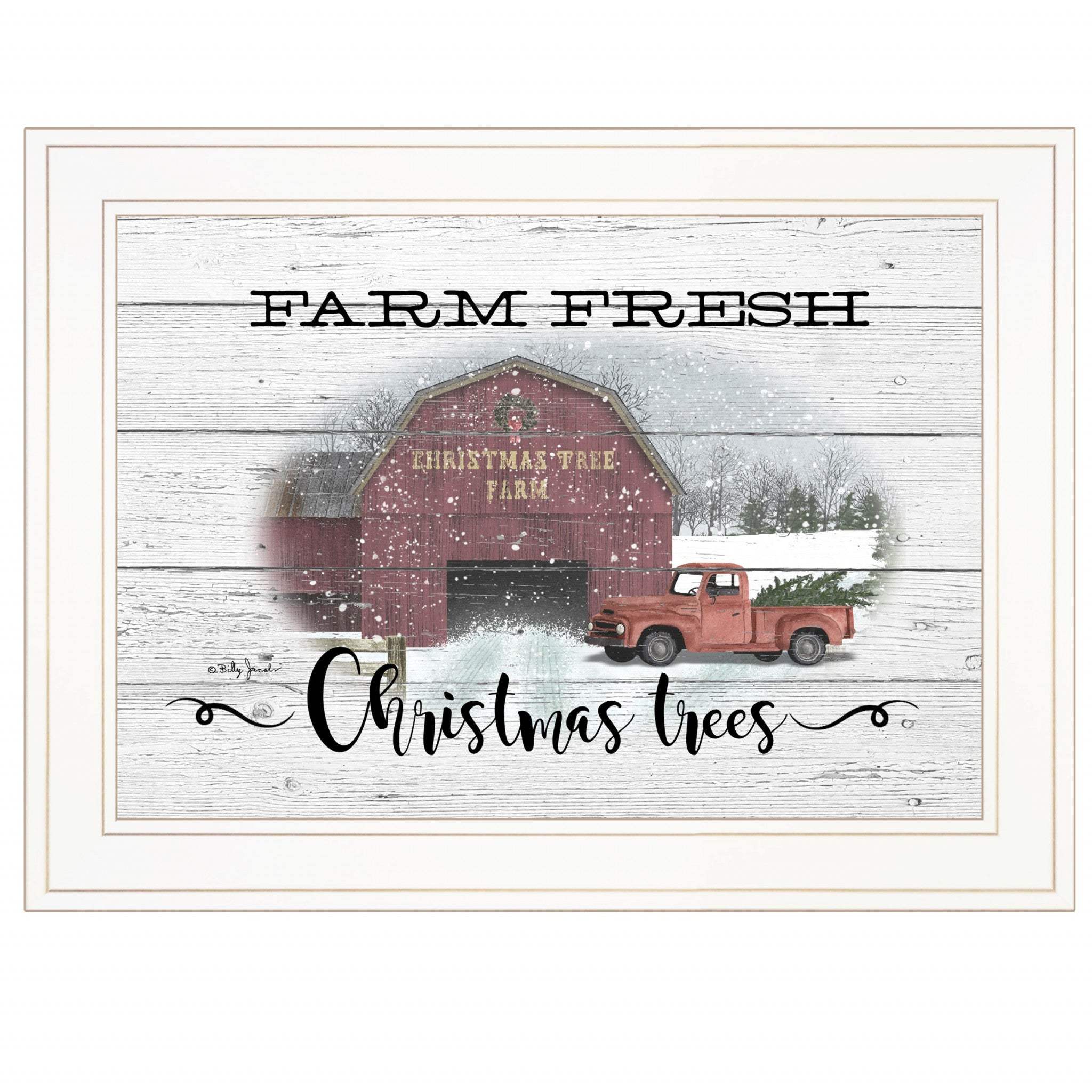 Farm Fresh Christmas Trees 2 White Framed Print Wall Art - Image 2