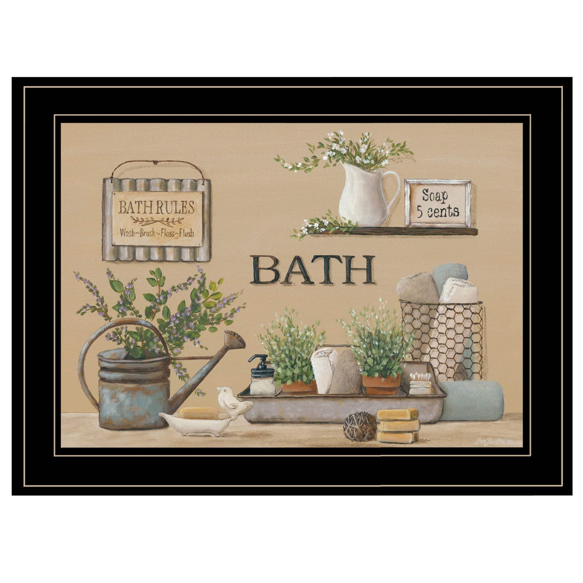 Farmhouse Bath Black Framed Print Bathroom Wall Art - Image 2