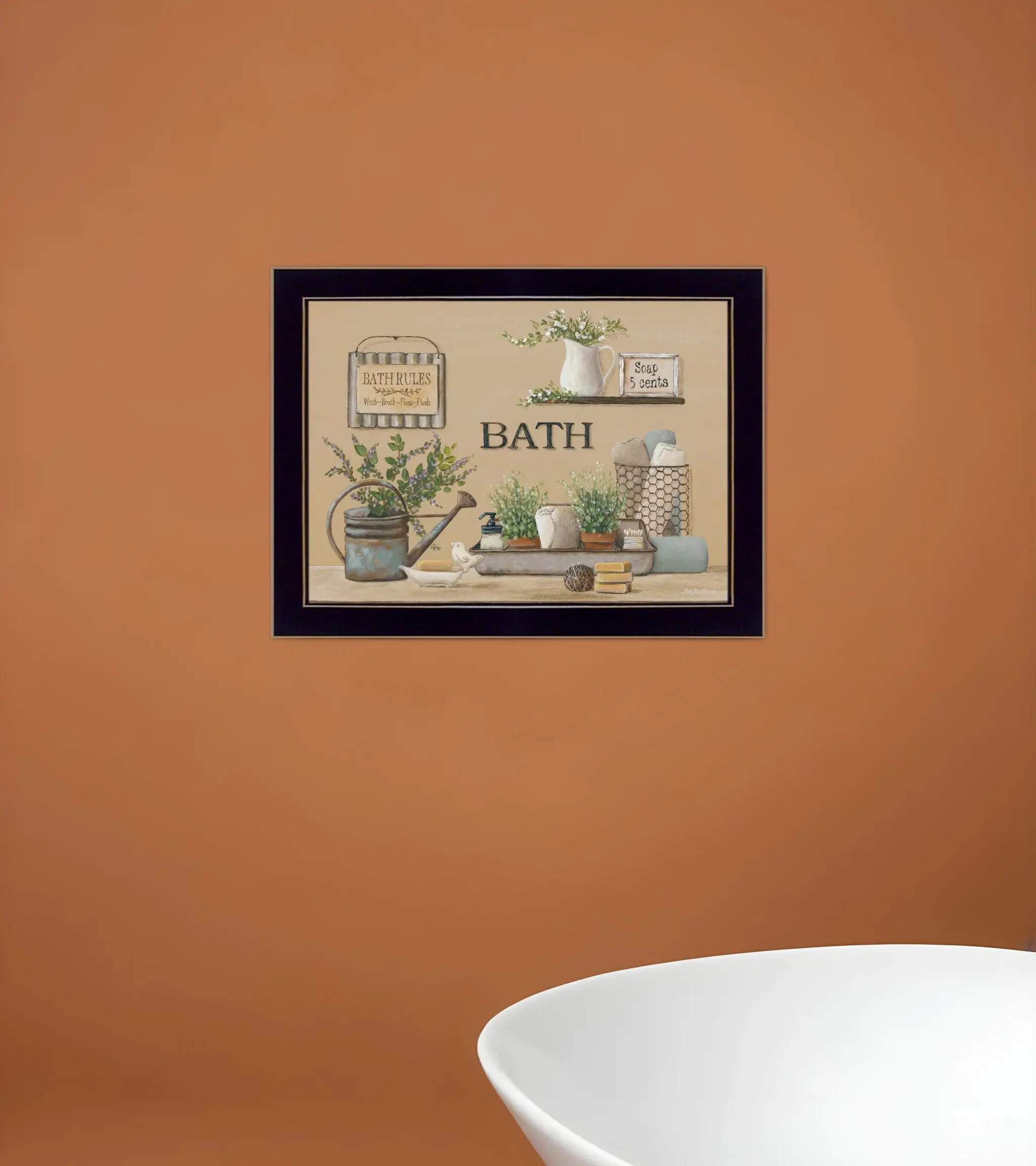 Farmhouse Bath Black Framed Print Bathroom Wall Art