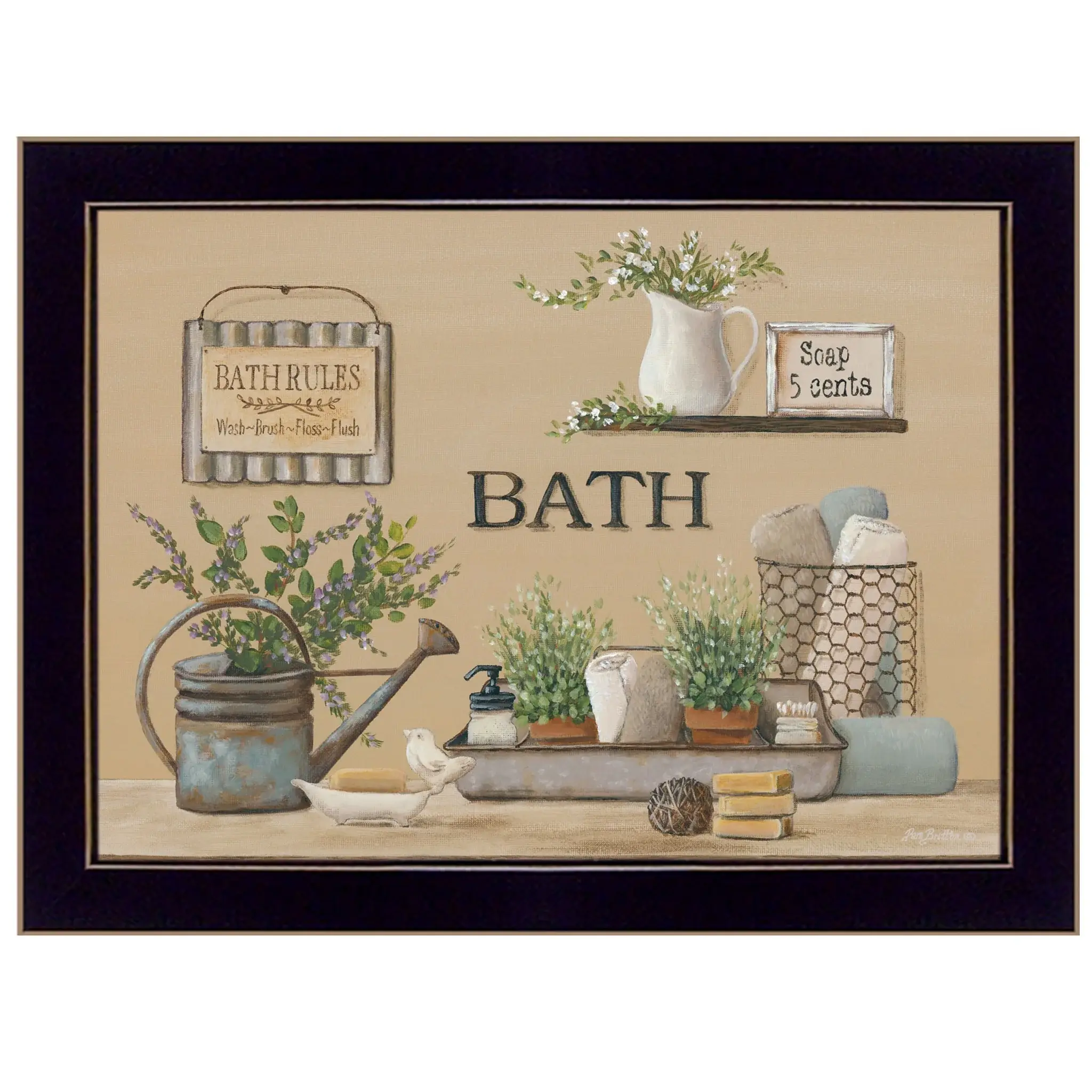 Farmhouse Bath Black Framed Print Bathroom Wall Art - Image 2
