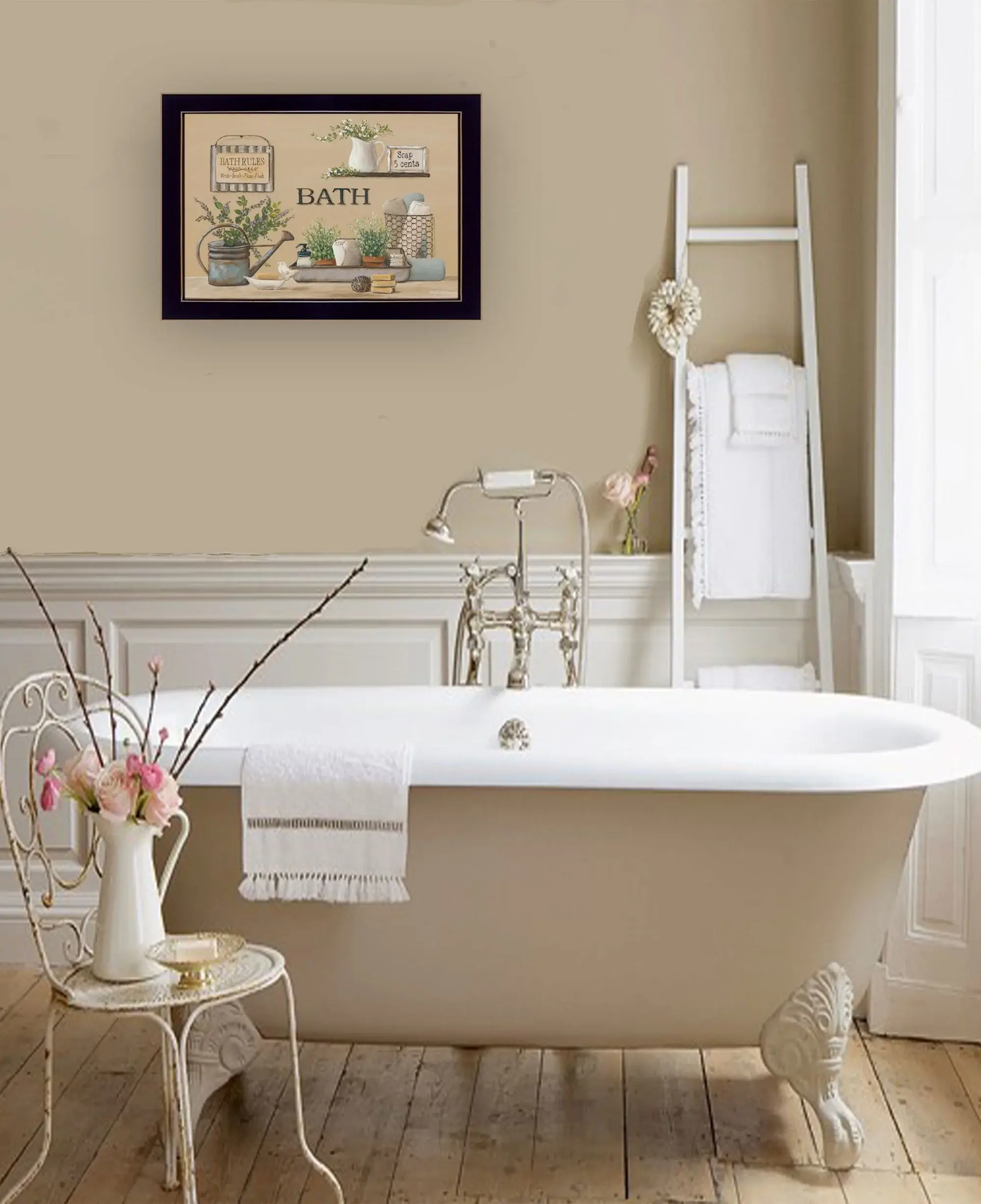 Farmhouse Bath Black Framed Print Bathroom Wall Art - Image 4