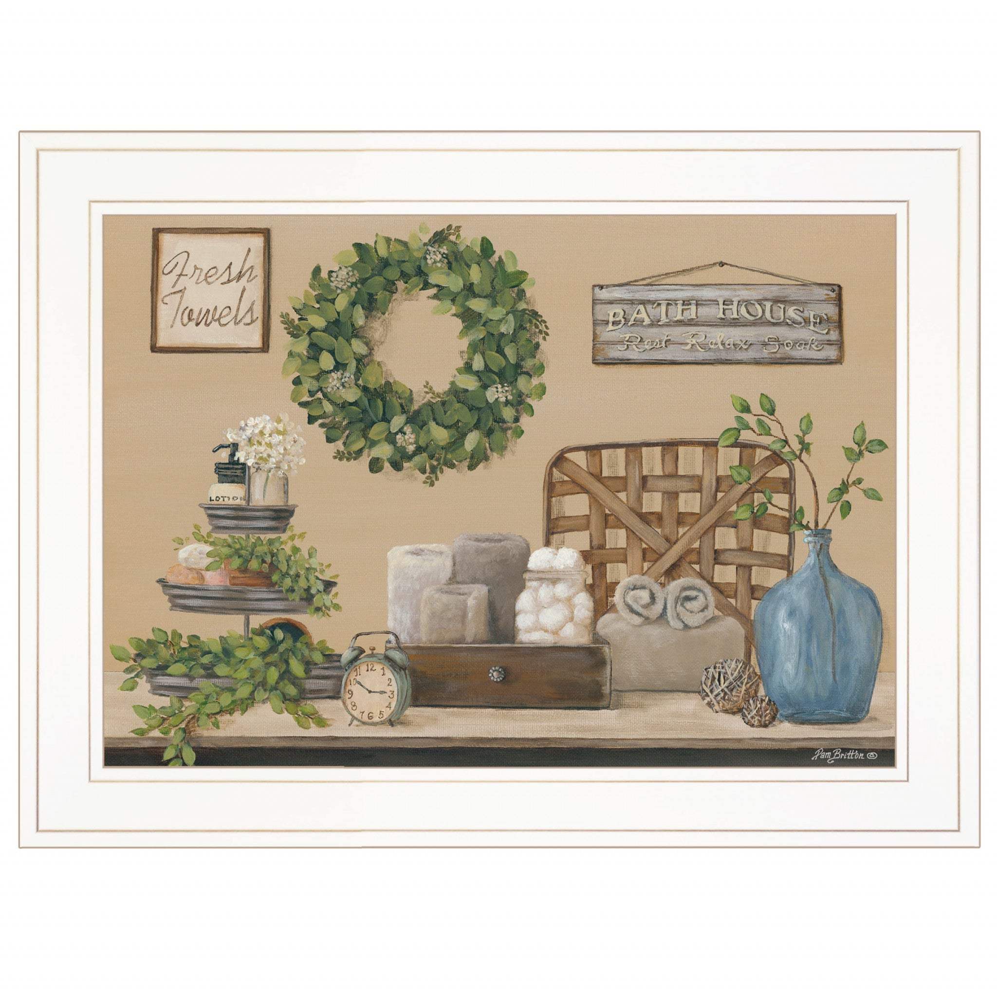 Farmhouse Bath I 2 White Framed Print Bathroom Wall Art - Image 2