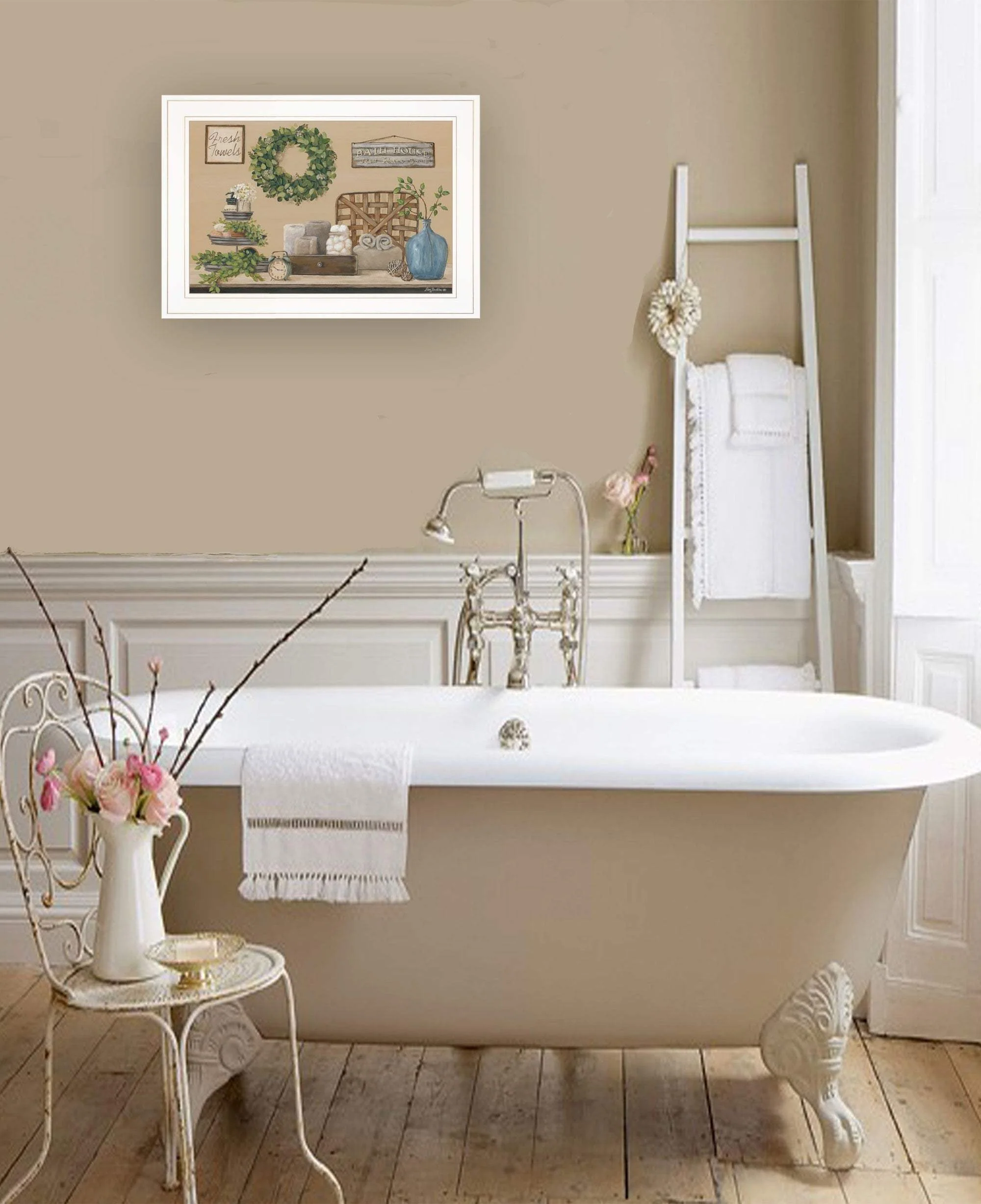 Farmhouse Bath I 2 White Framed Print Bathroom Wall Art - Image 7
