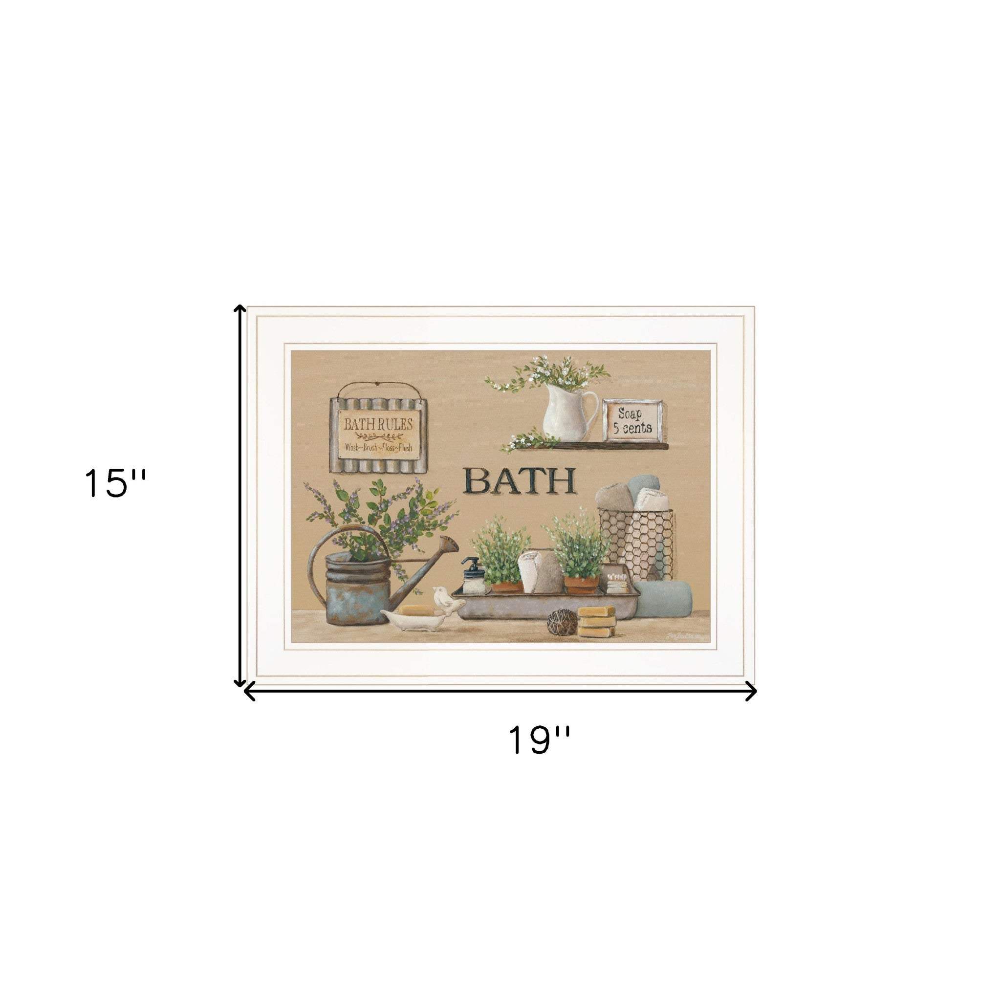 Farmhouse Bath White Framed Print Bathroom Wall Art - Image 7
