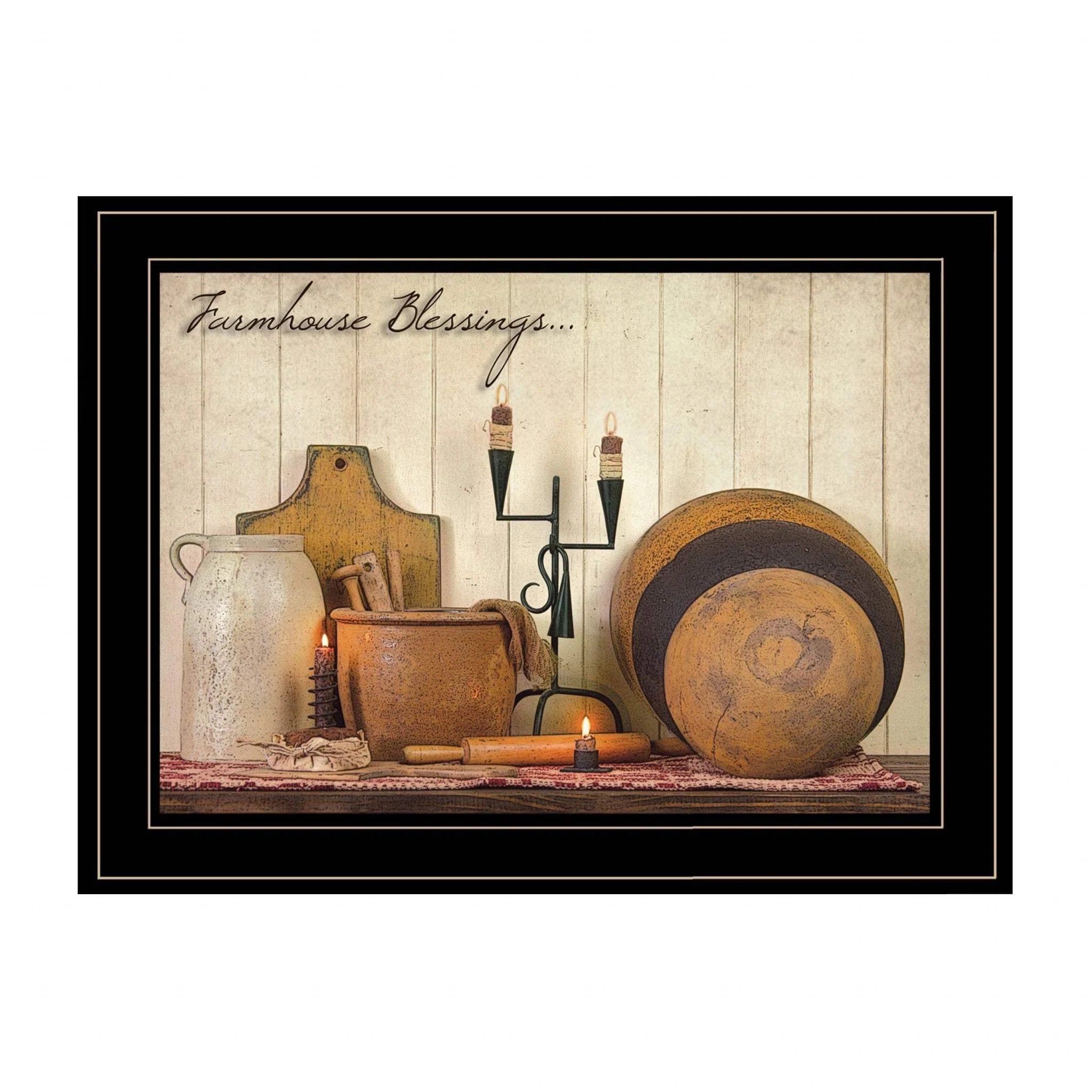 Farmhouse Blessings 3 Black Framed Print Kitchen Wall Art - Image 2