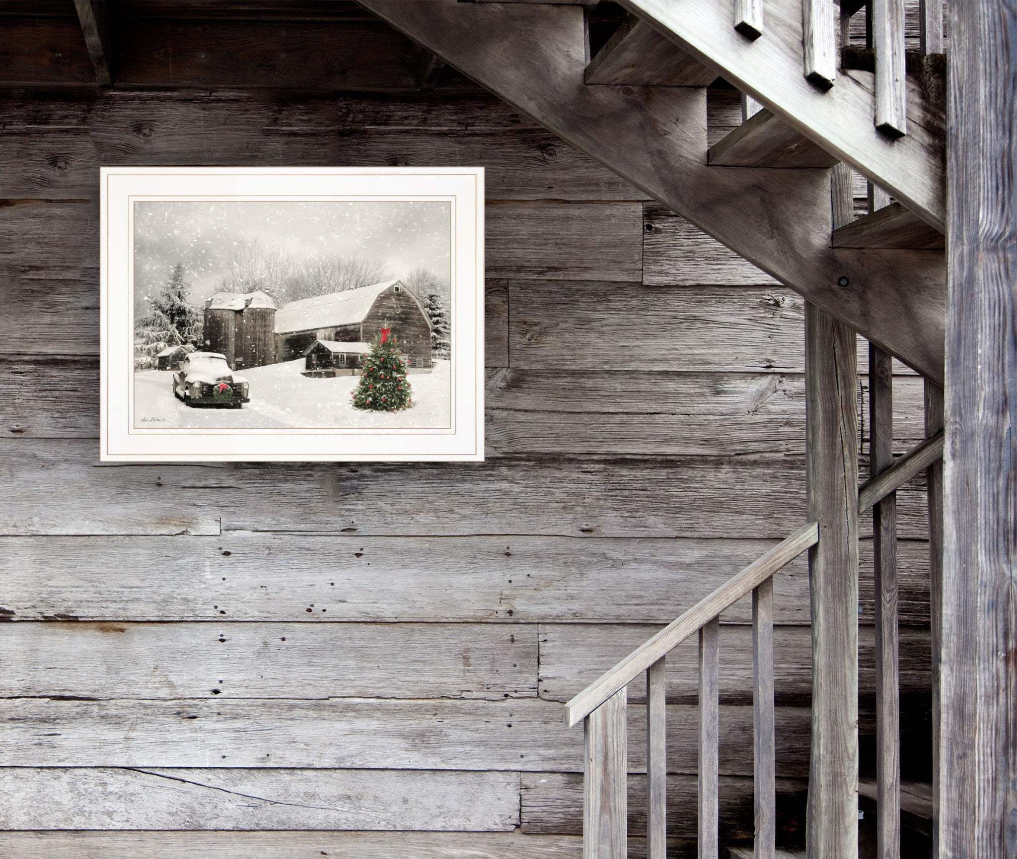 Farmhouse Christmas 1 White Framed Print Wall Art - Image 4