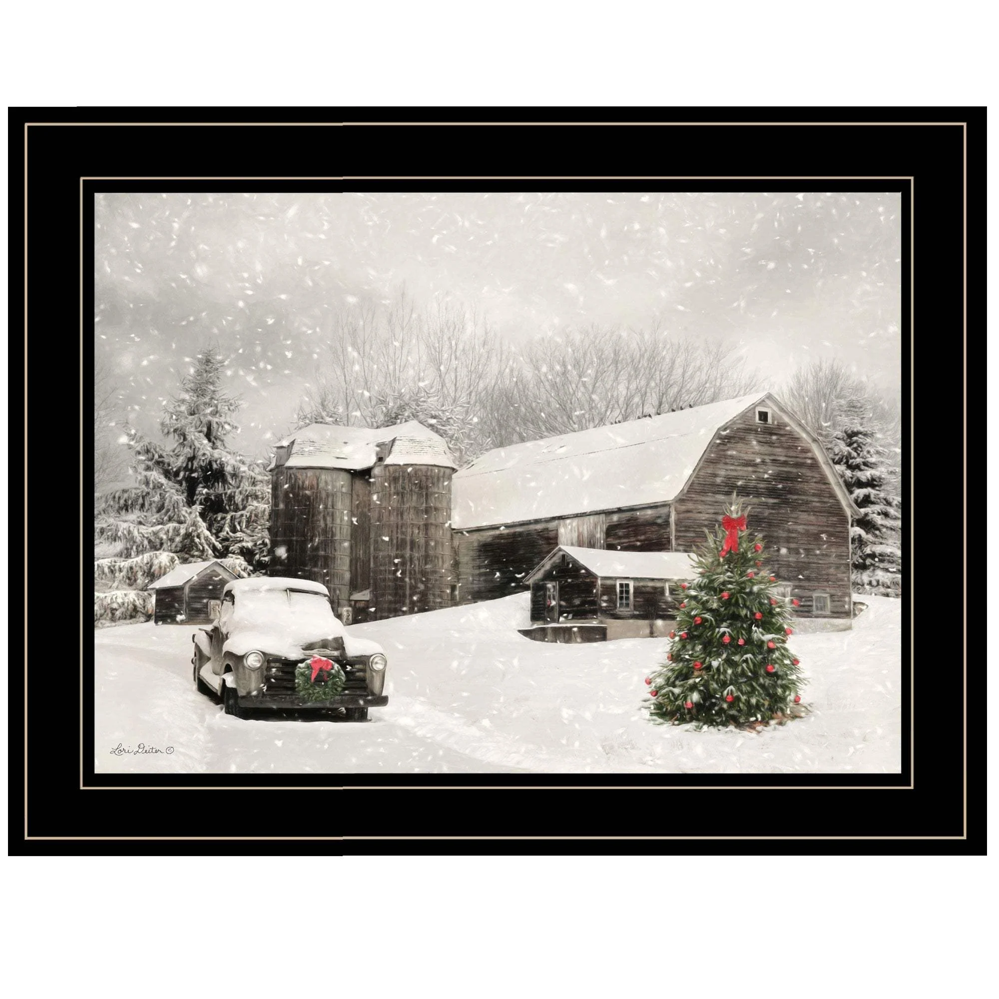 Farmhouse Christmas 2 Black Framed Print Wall Art - Image 2