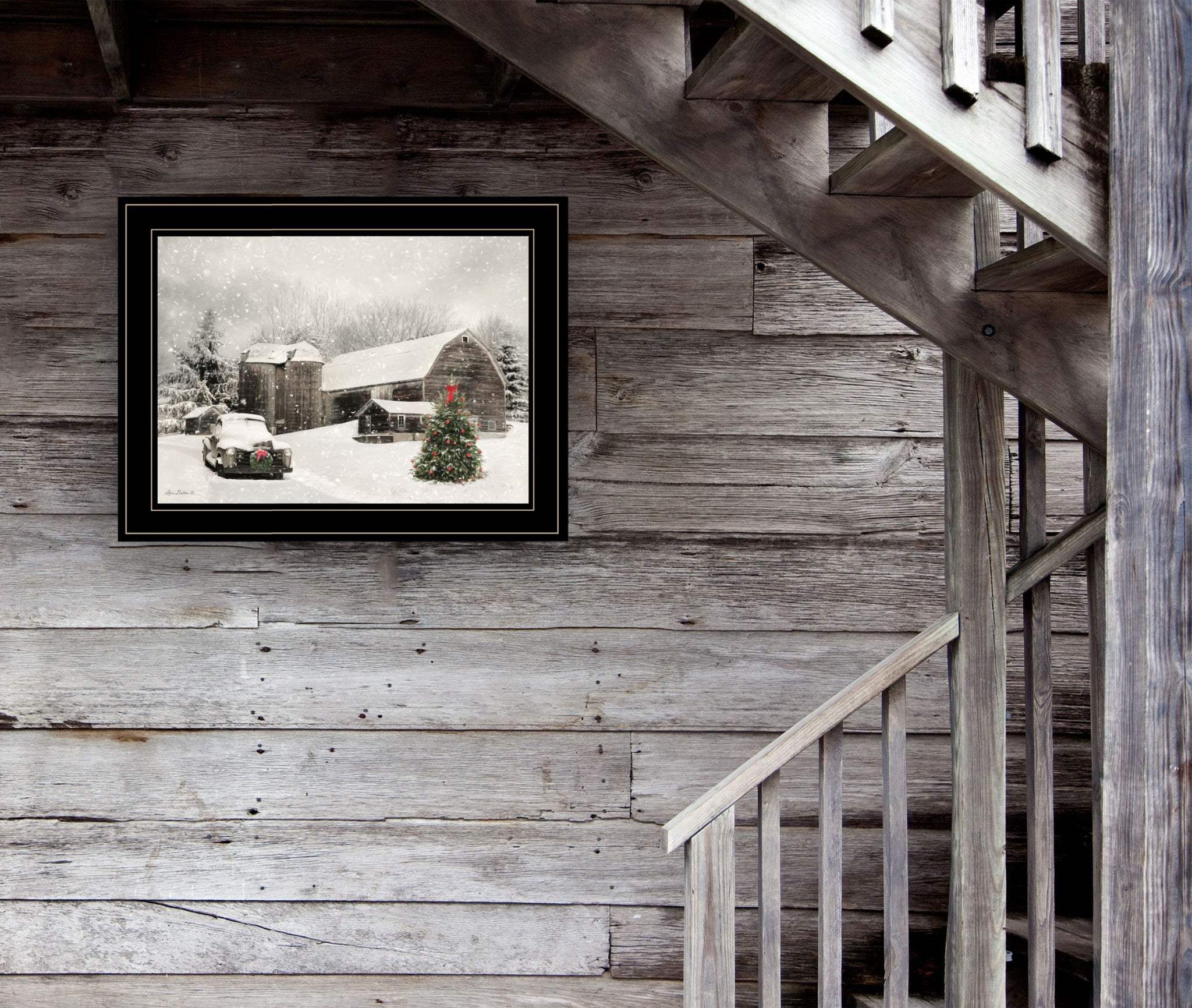 Farmhouse Christmas 2 Black Framed Print Wall Art - Image 4