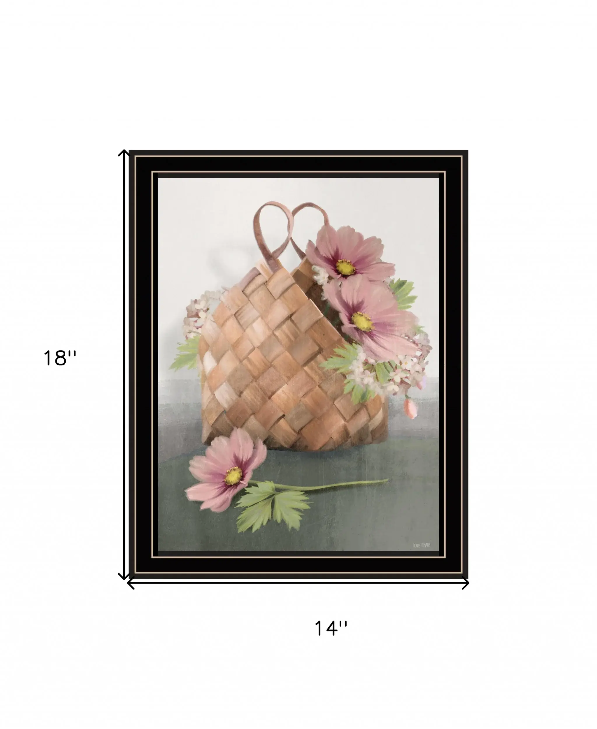 Farmhouse Daisy Basket 1 Black Framed Print Wall Art - Image 5