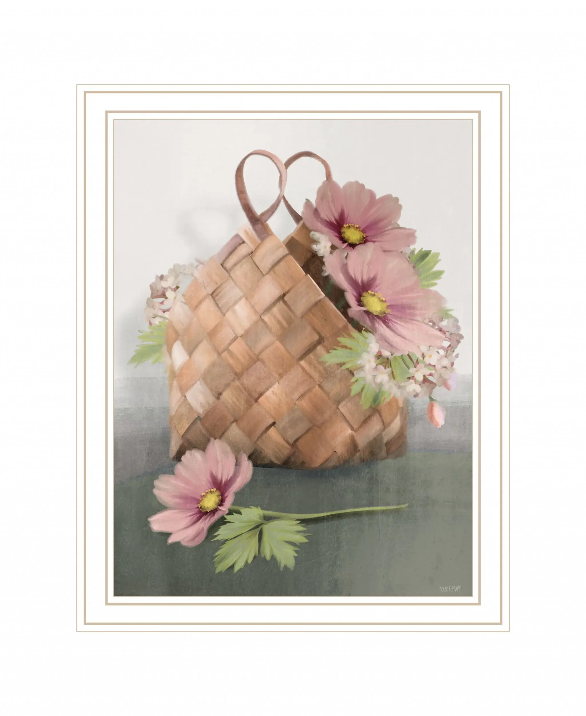 Farmhouse Daisy Basket 2 White Framed Print Wall Art - Image 2