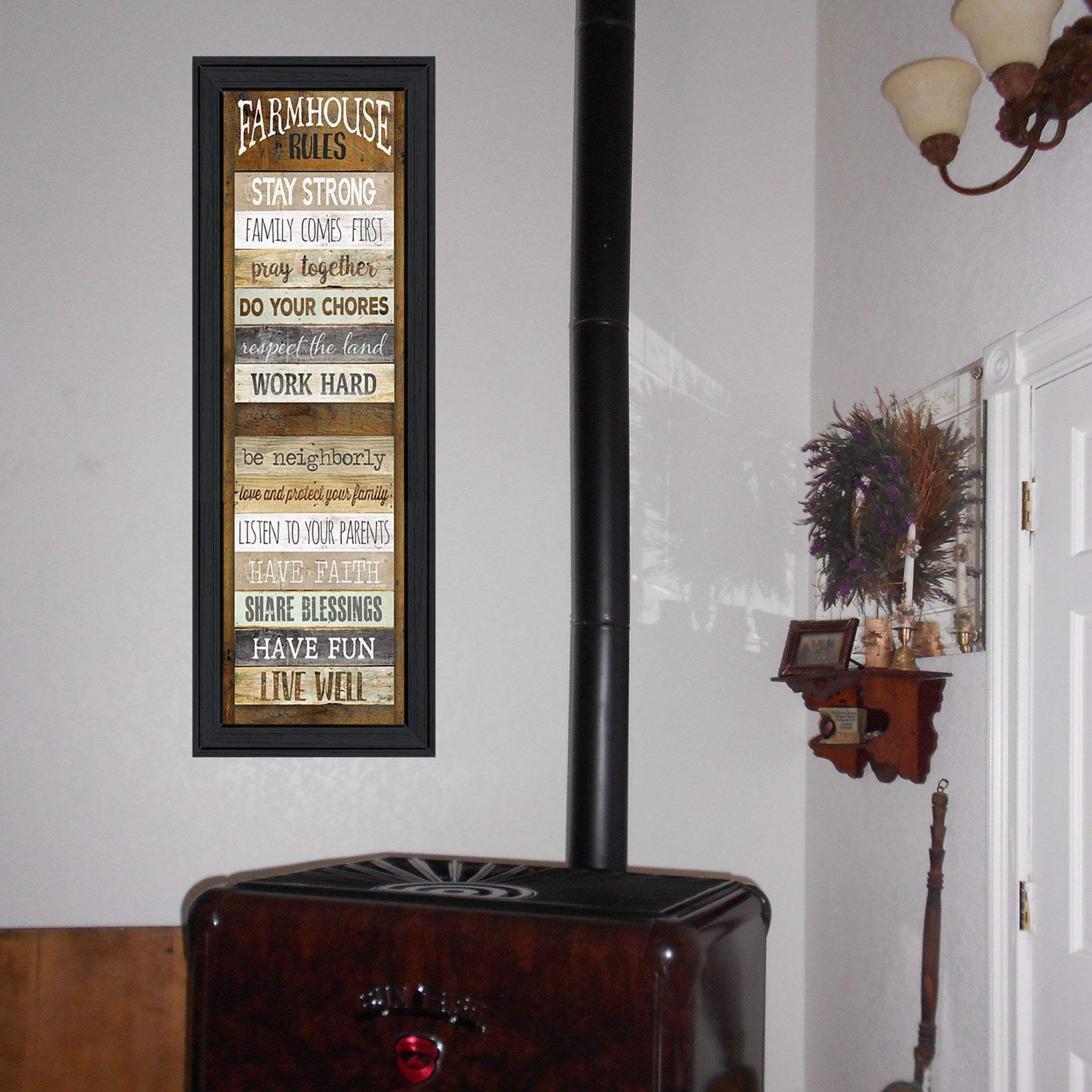Farmhouse Rules 3 Black Framed Print Wall Art - Image 4