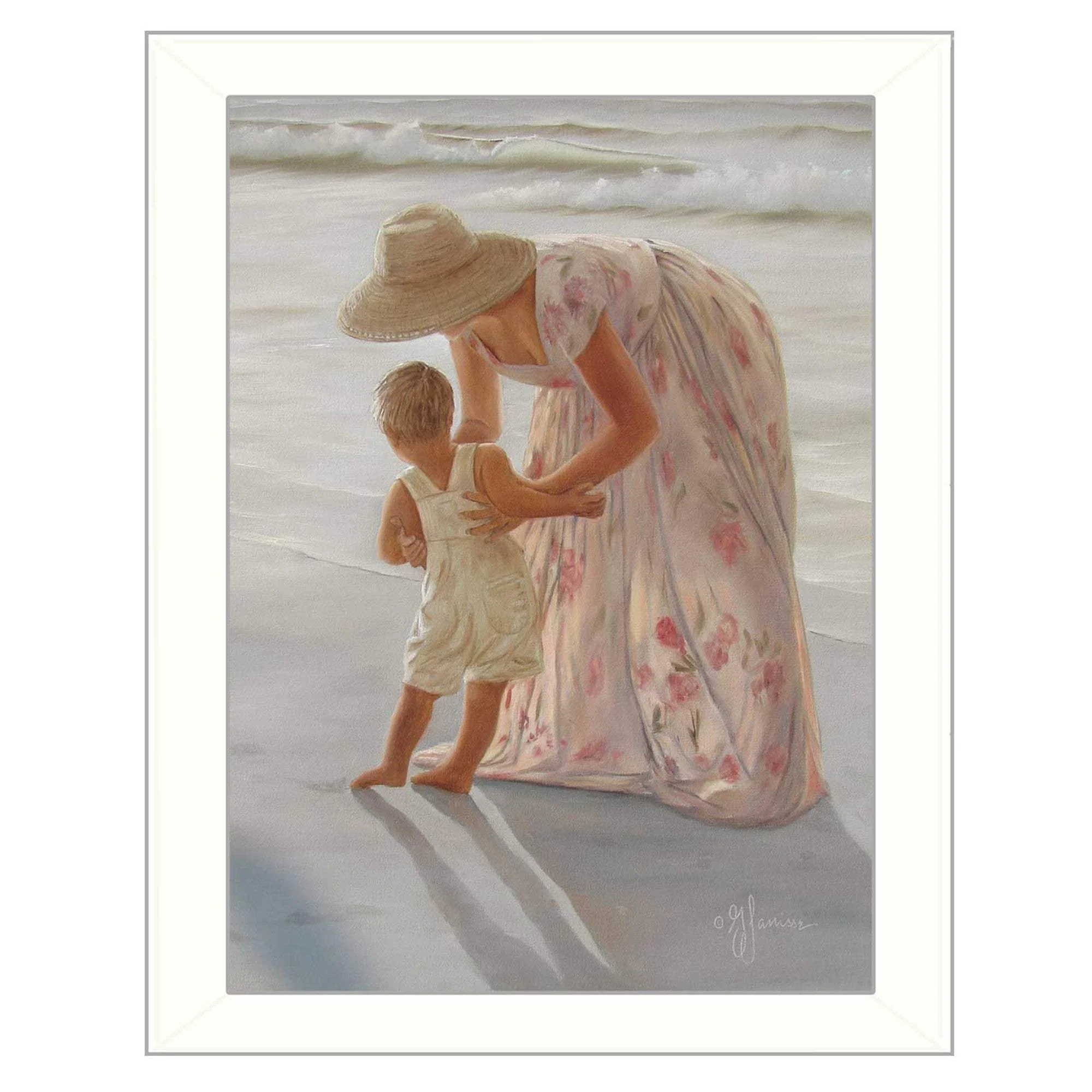 First Time on the Beach White Framed Print Wall Art - Image 2