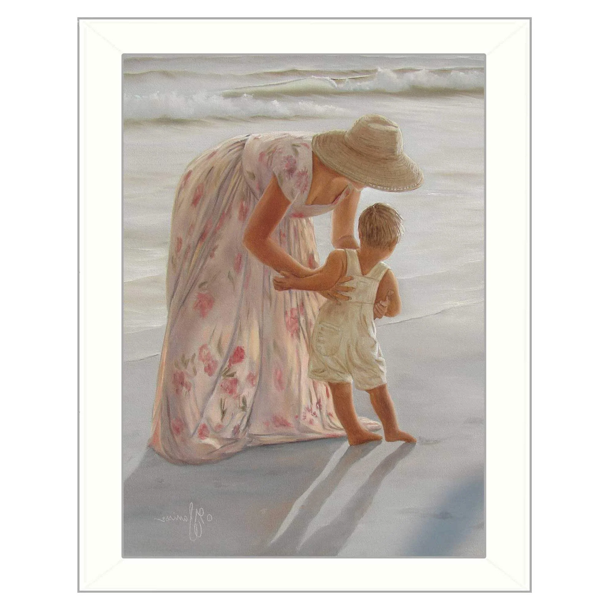 First Time on the Beach White Framed Print Wall Art - Image 3