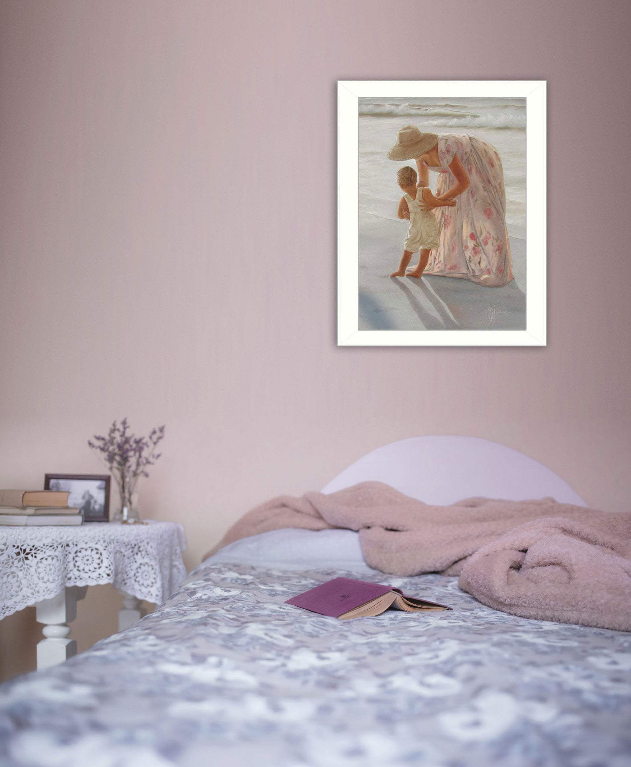 First Time on the Beach White Framed Print Wall Art - Image 5