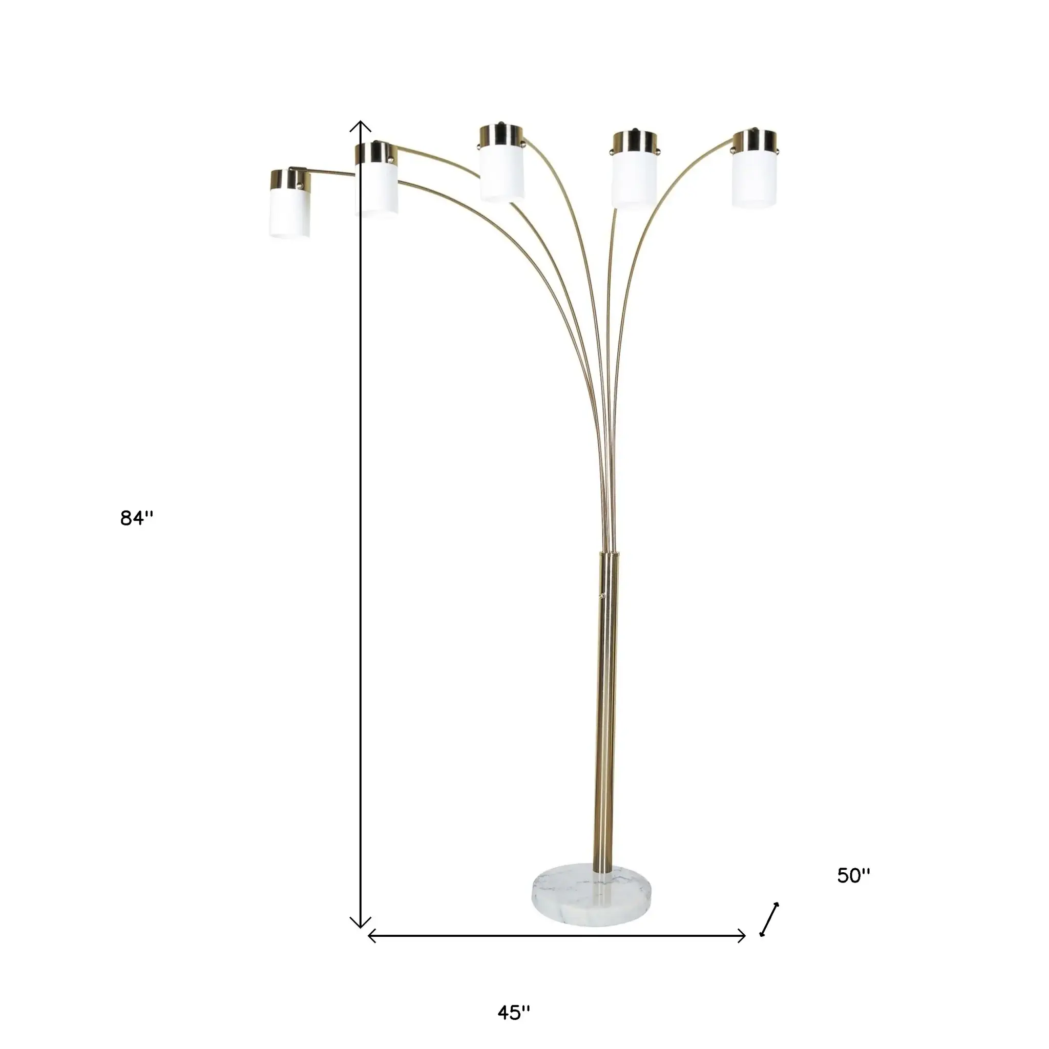 Five Light Gold Metal Floor Lamp - Image 5