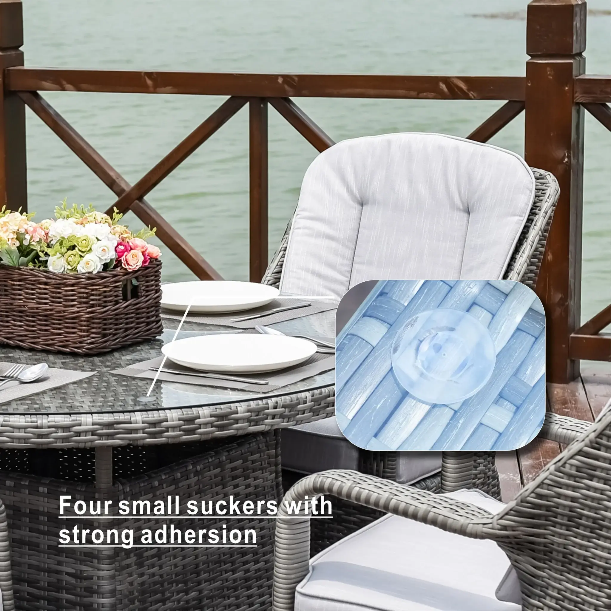 Five Piece Gray Round Glass Dining Set - Image 2