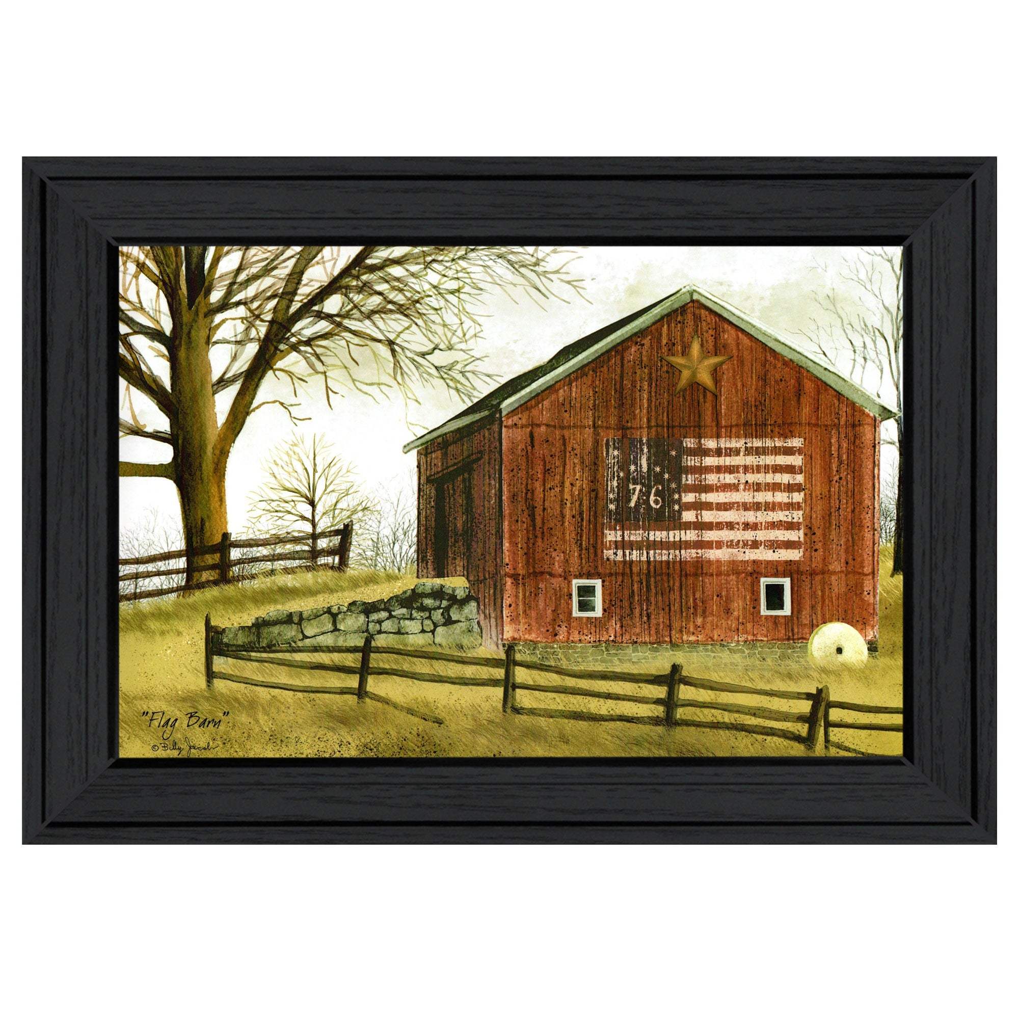 Flag Barn 2 Black Framed Print Wall Art - Image 2