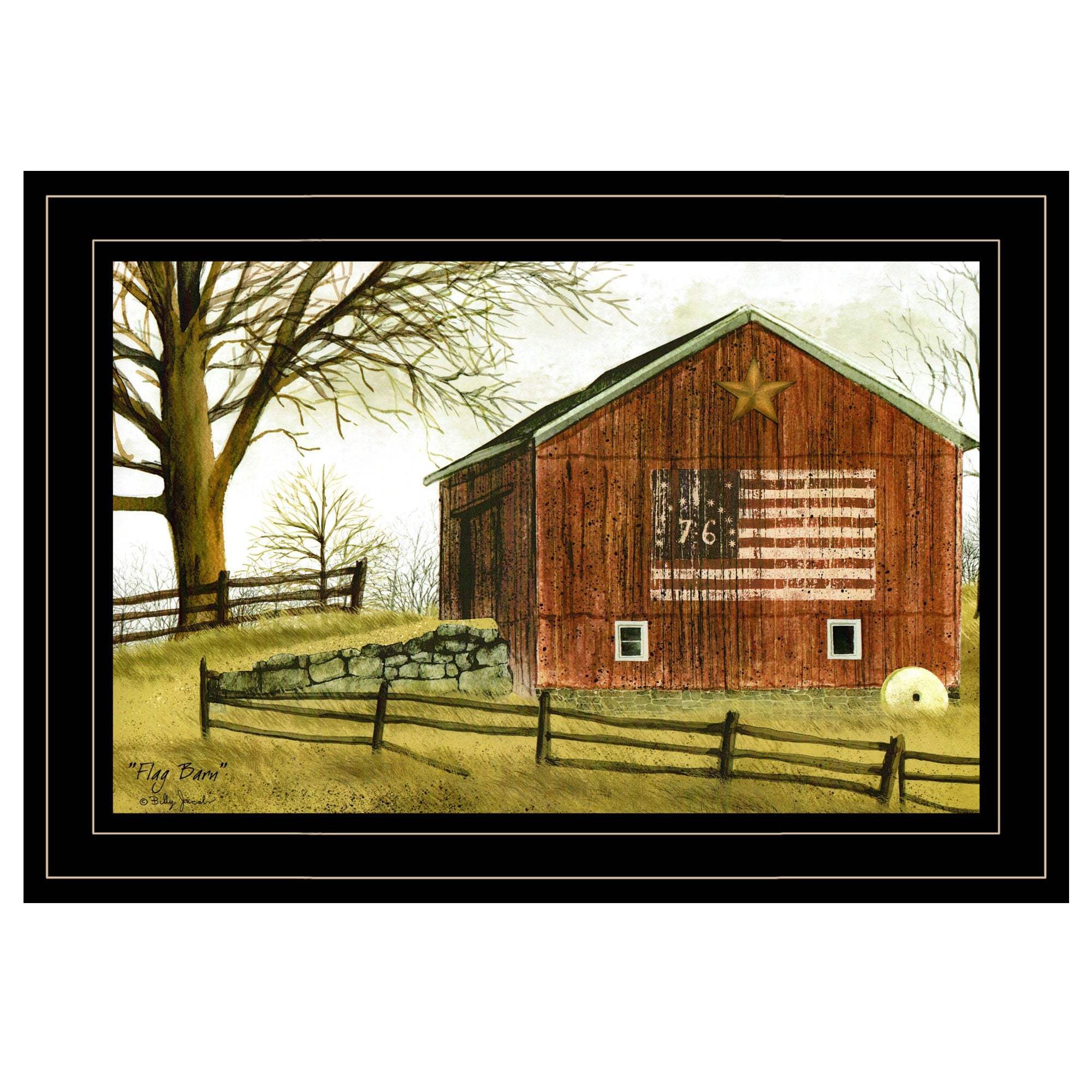 Flag Barn 3 Black Framed Print Wall Art - Image 2