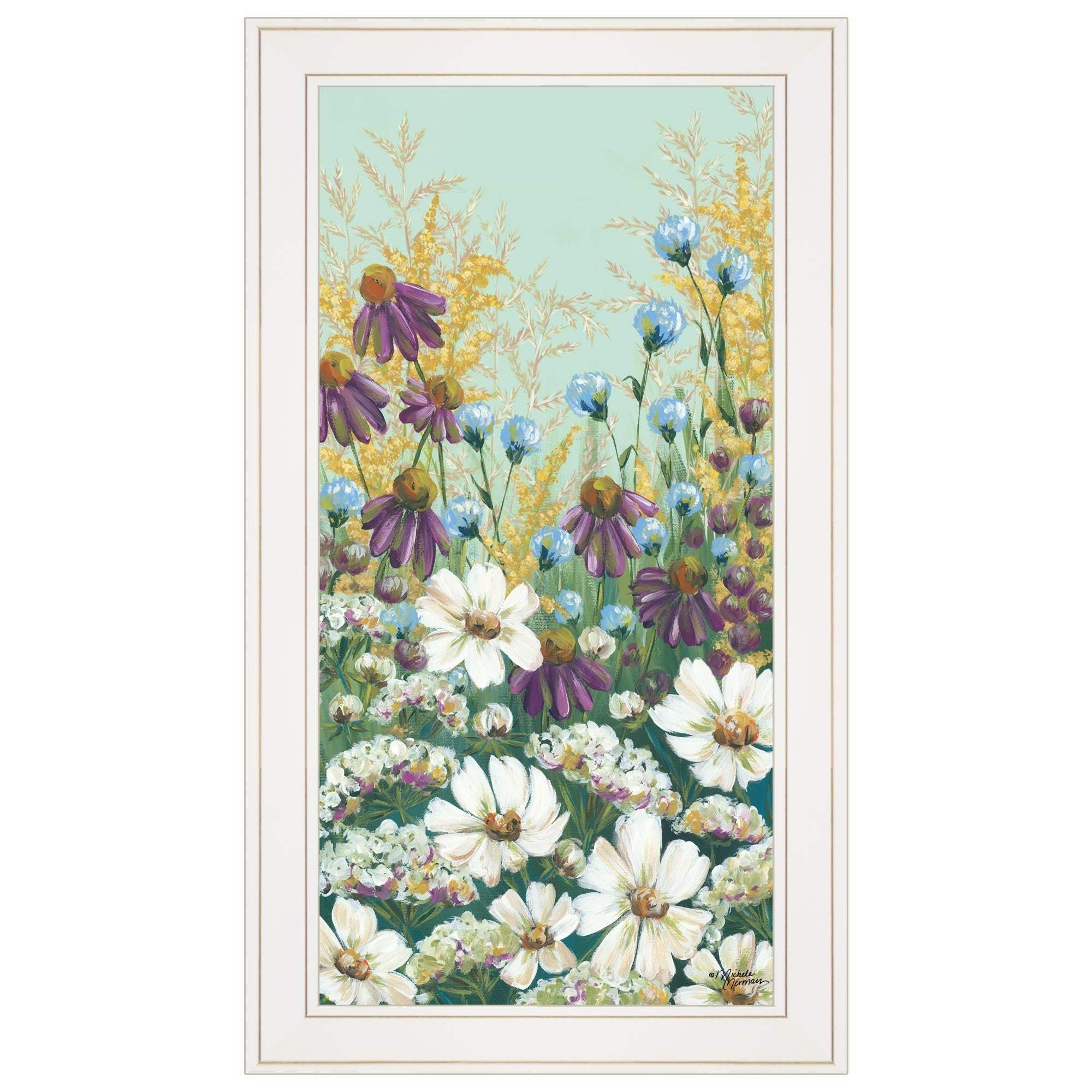 Floral Field Day White Framed Print Wall Art - Image 2