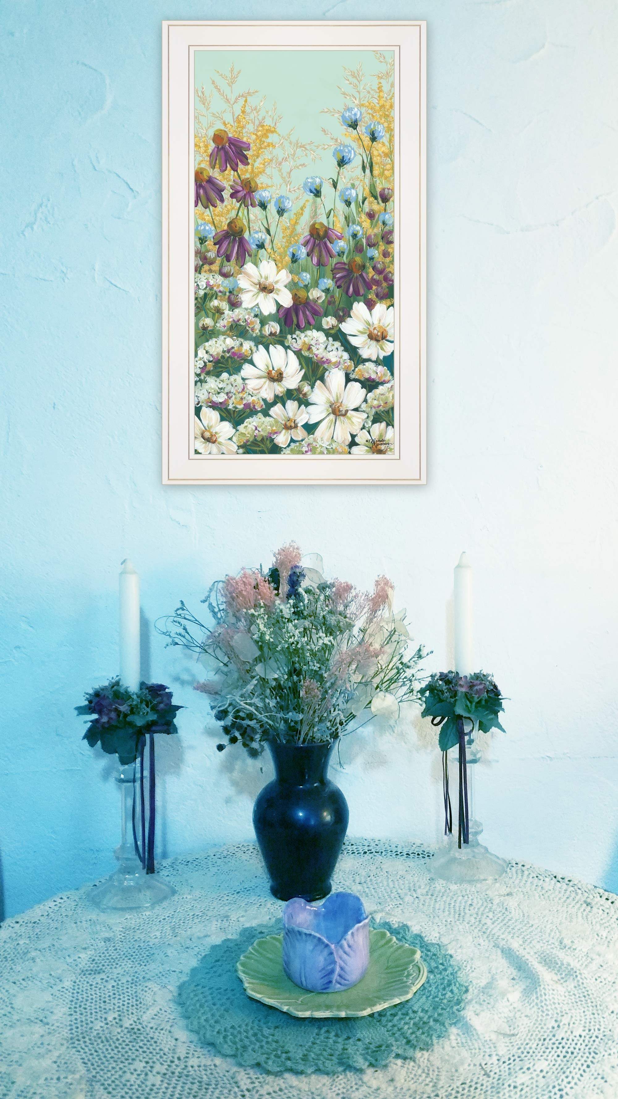 Floral Field Day White Framed Print Wall Art - Image 4