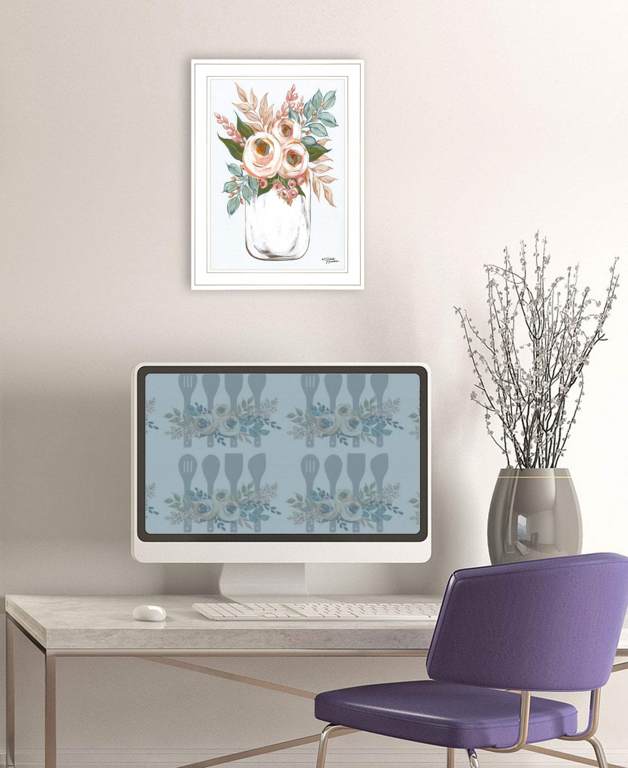 Floral Jar 1 White Framed Print Wall Art - Image 4