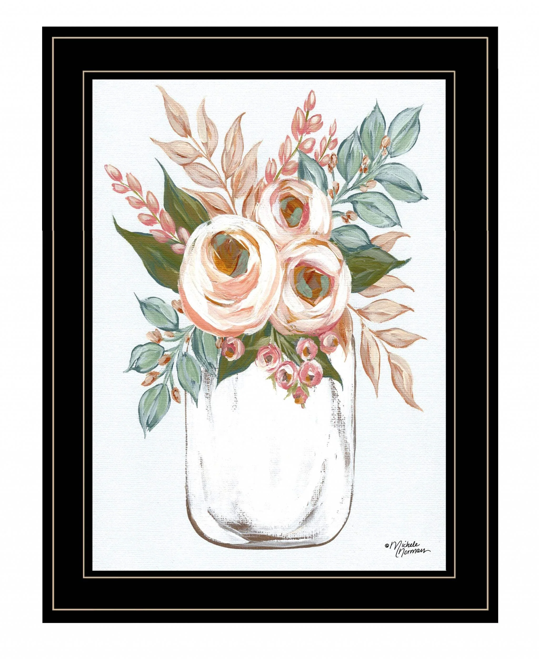 Floral Jar 2 Black Framed Print Wall Art - Image 2
