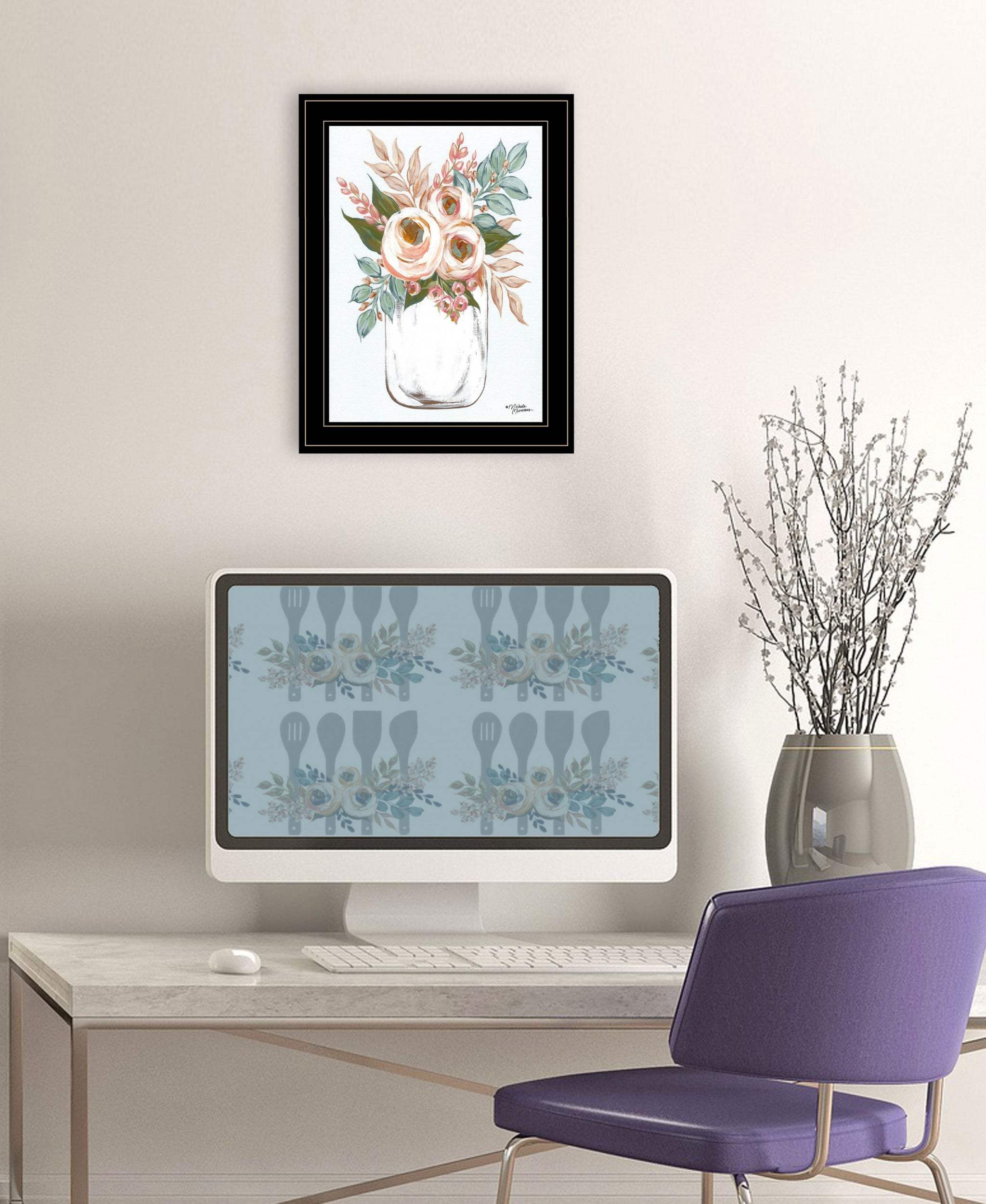 Floral Jar 2 Black Framed Print Wall Art - Image 5