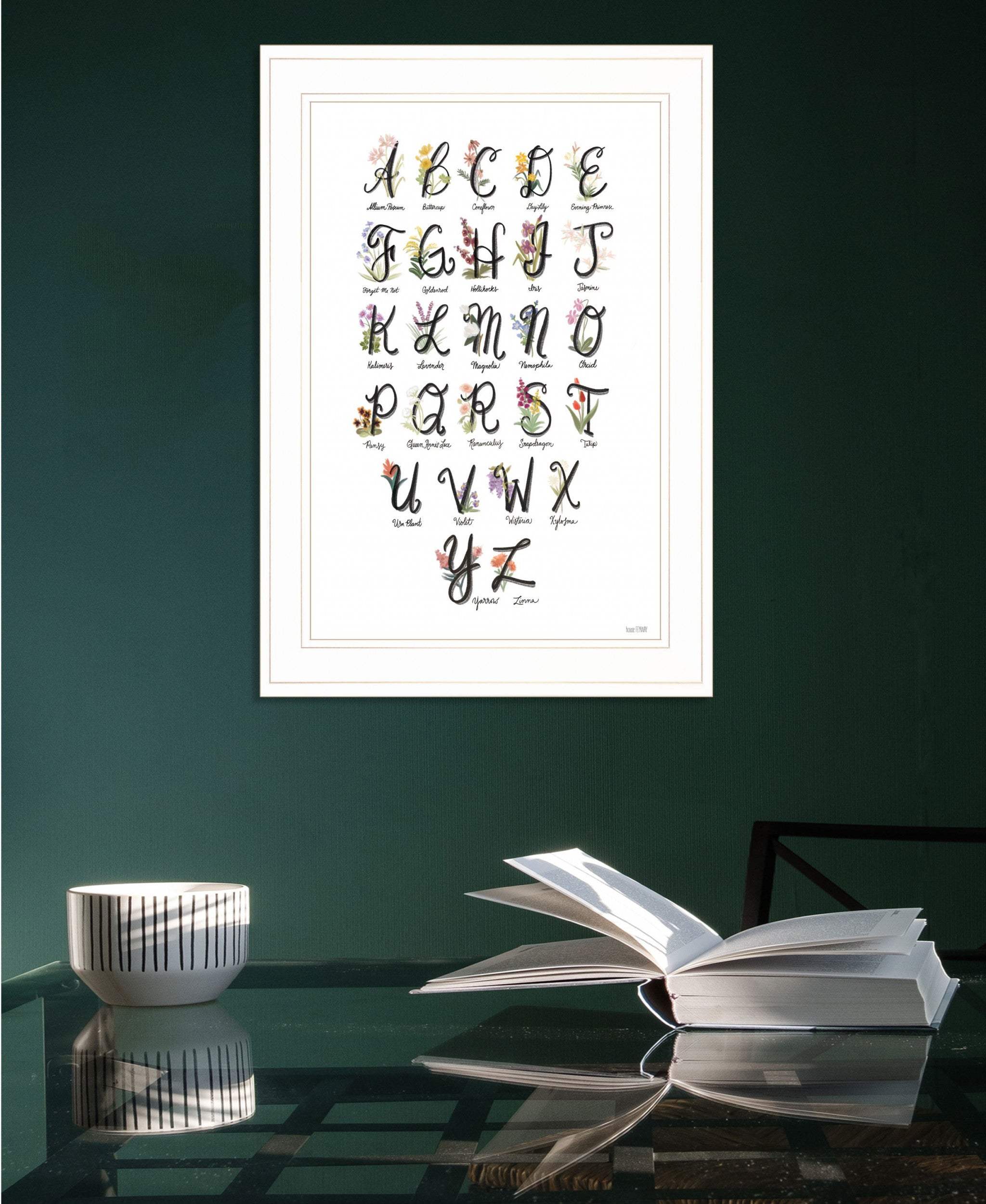 Flower Alphabet 1 White Framed Print Wall Art - Image 4