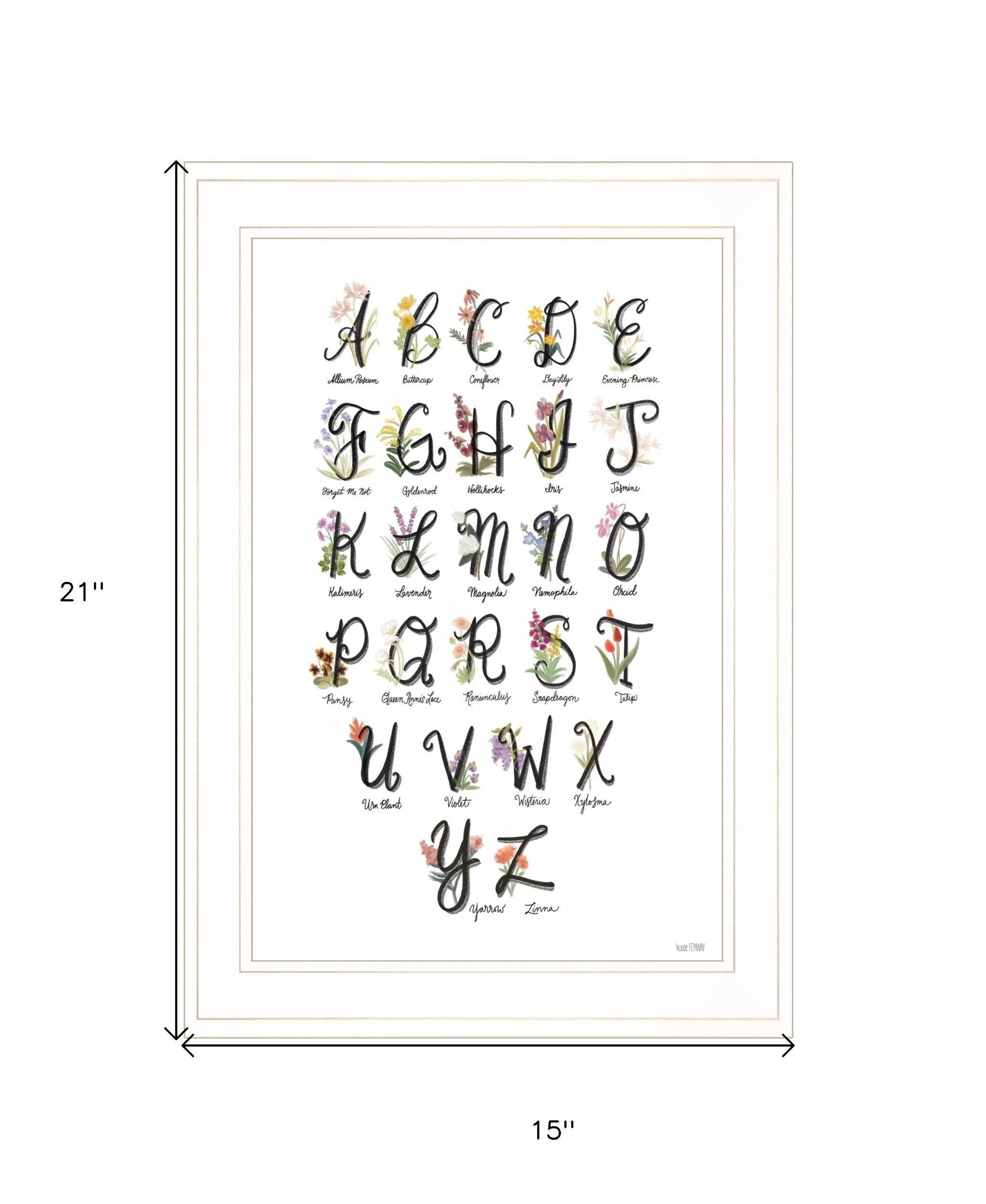 Flower Alphabet 1 White Framed Print Wall Art - Image 5
