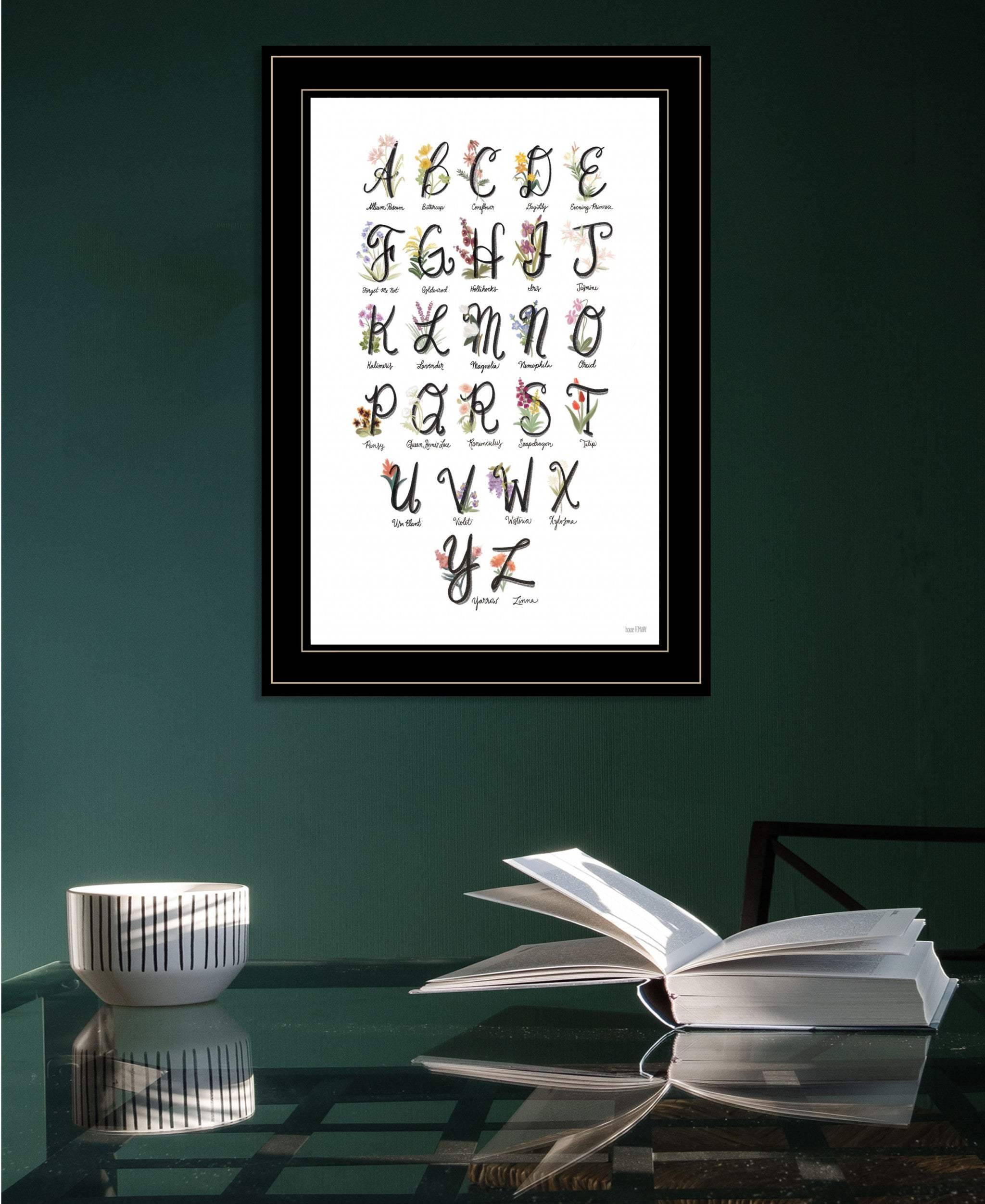 Flower Alphabet 2 Black Framed Print Wall Art - Image 4