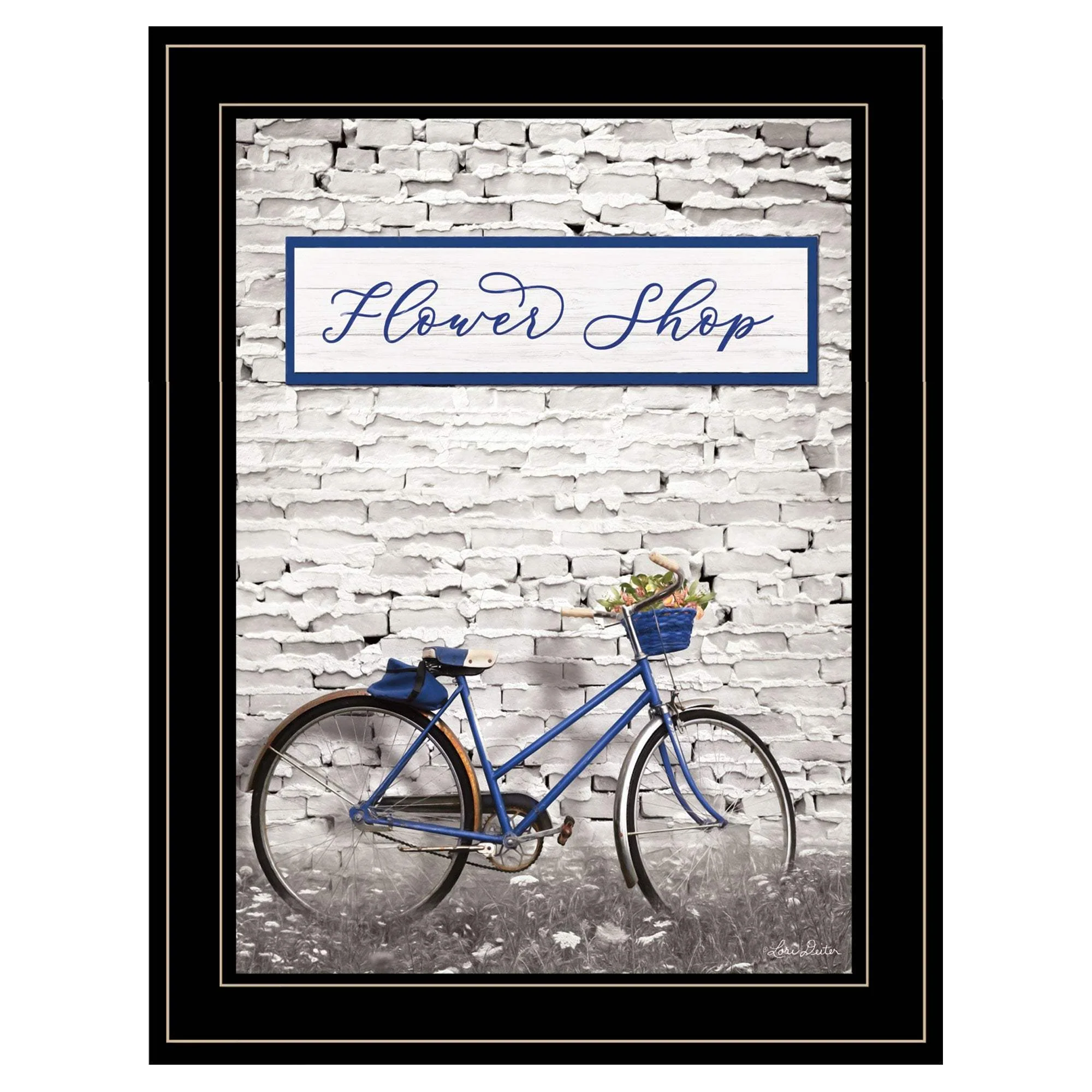Flower Shop Bicycle 2 Black Framed Print Wall Art - Image 2