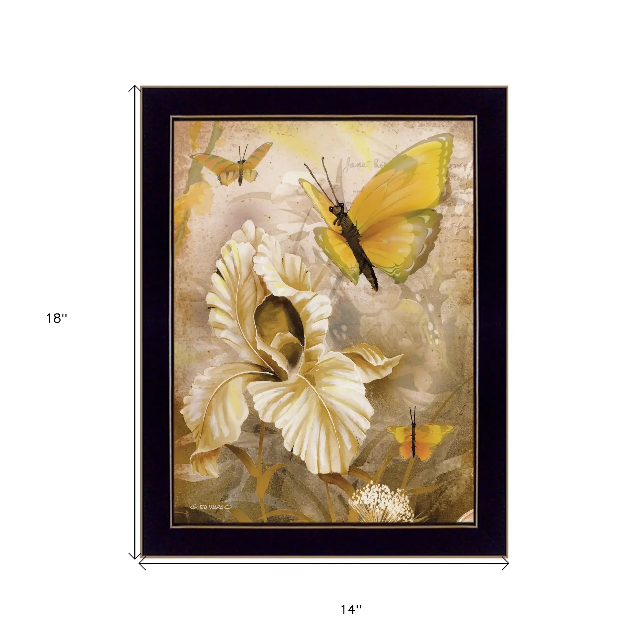 Flowers and Butterflies I 1 Black Framed Print Wall Art - Image 5