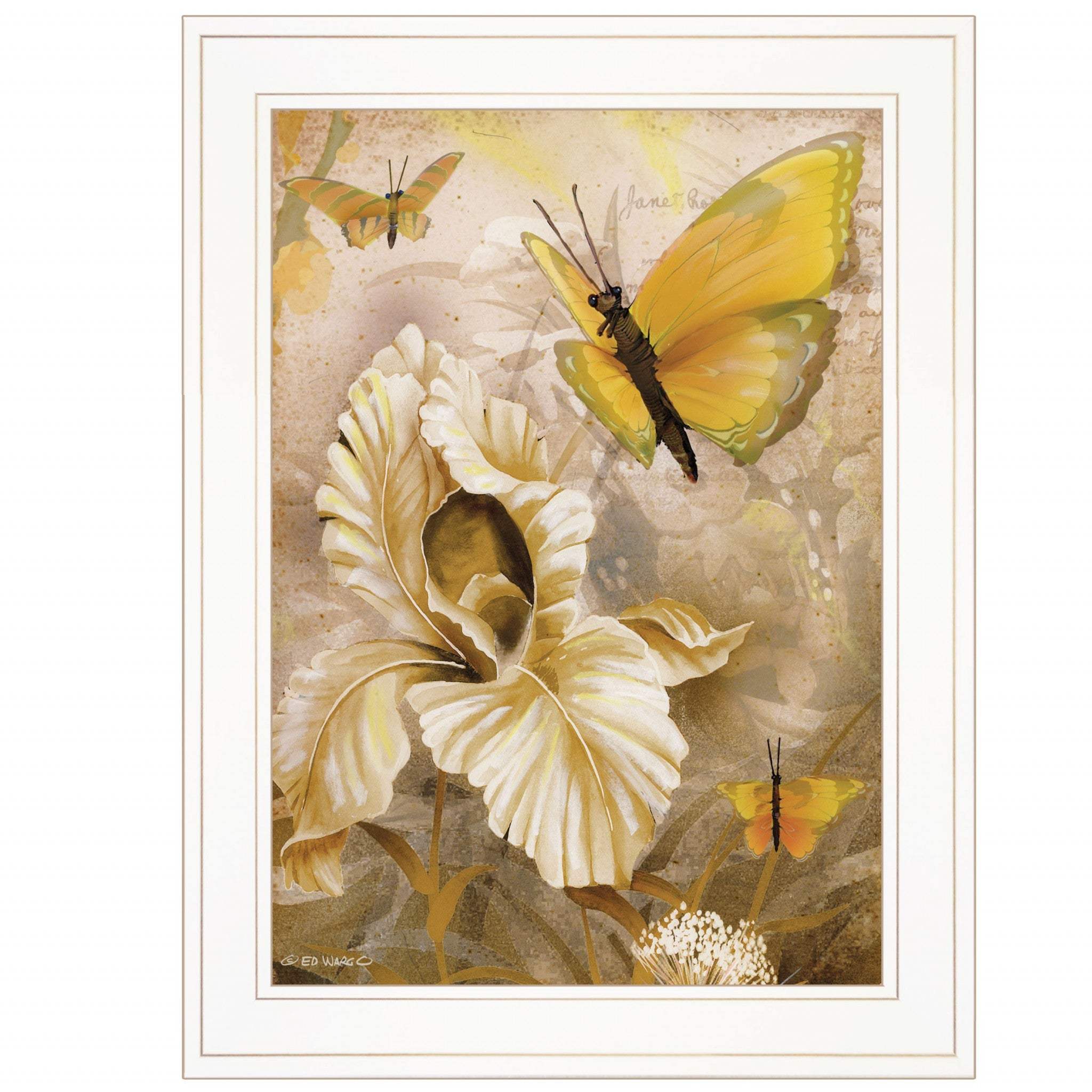 Flowers and Butterflies I 2 White Framed Print Wall Art - Image 2