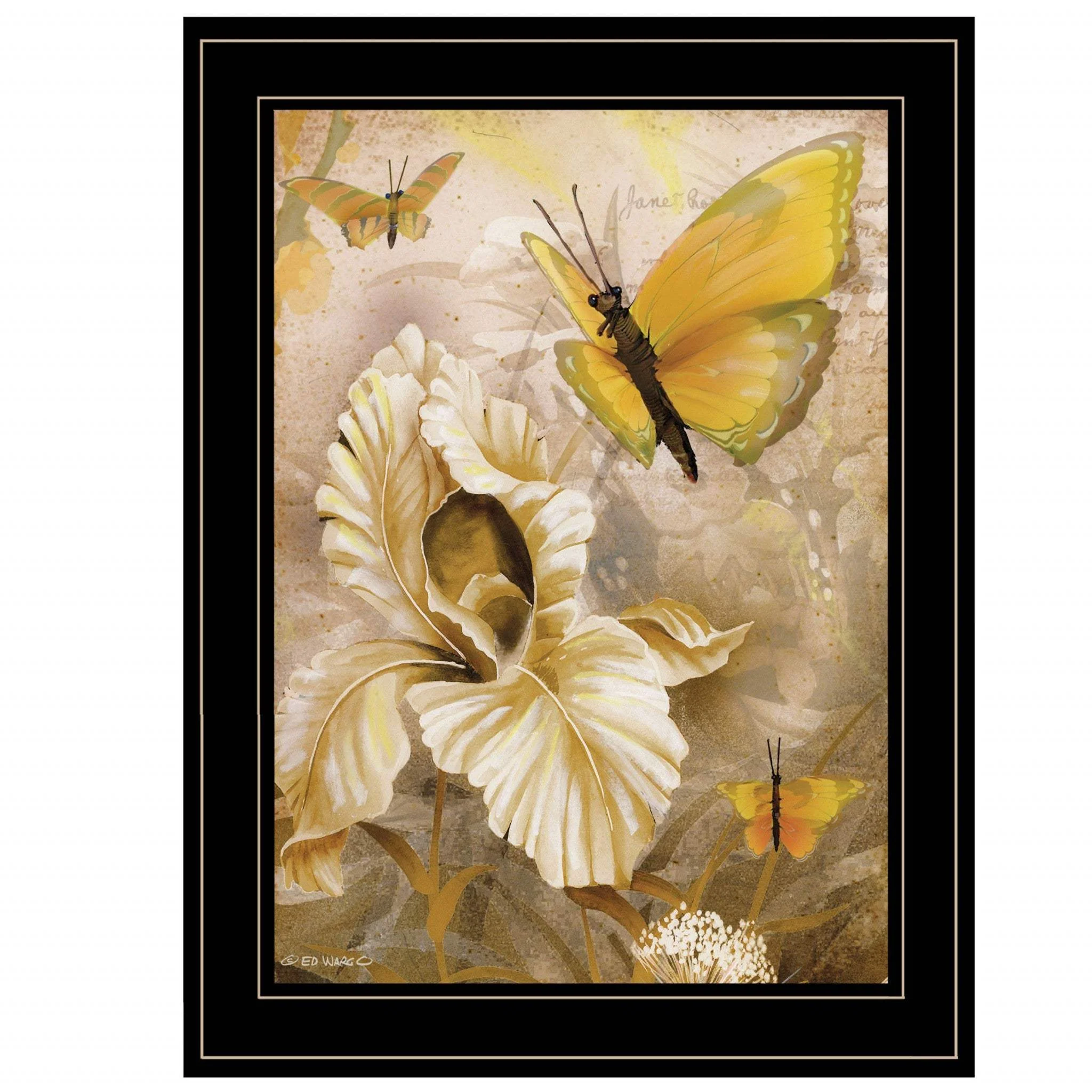 Flowers and Butterflies I 3 Black Framed Print Wall Art - Image 2